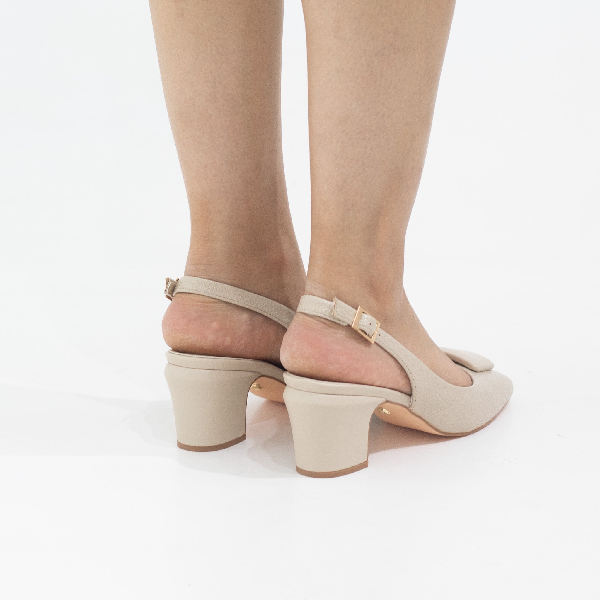 Blaze block 5.5cm heel sling back with sqr trim pumps