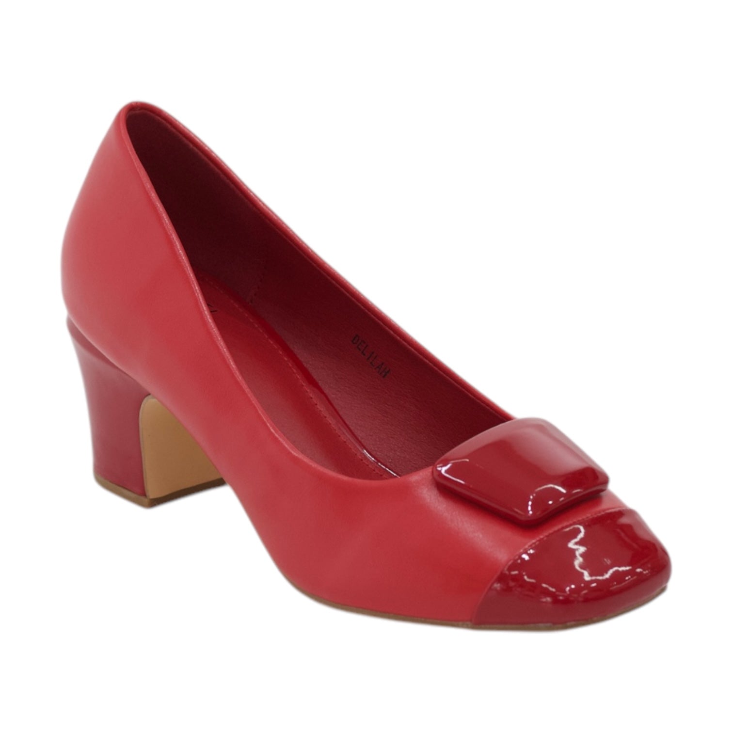 Delinah sqr trim 2-toned comfy court shoe on 5.5cm heel