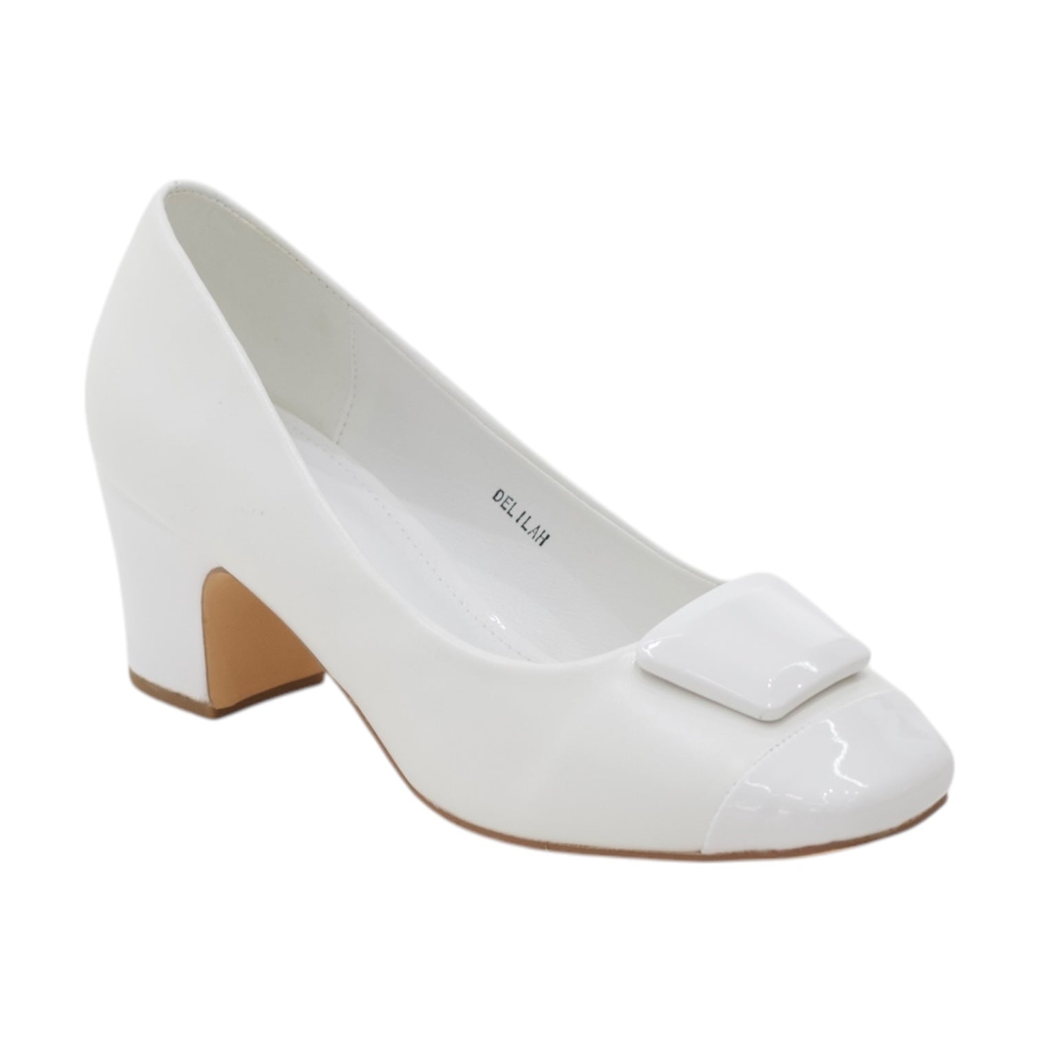 Delinah sqr trim 2-toned comfy court shoe on 5.5cm heel