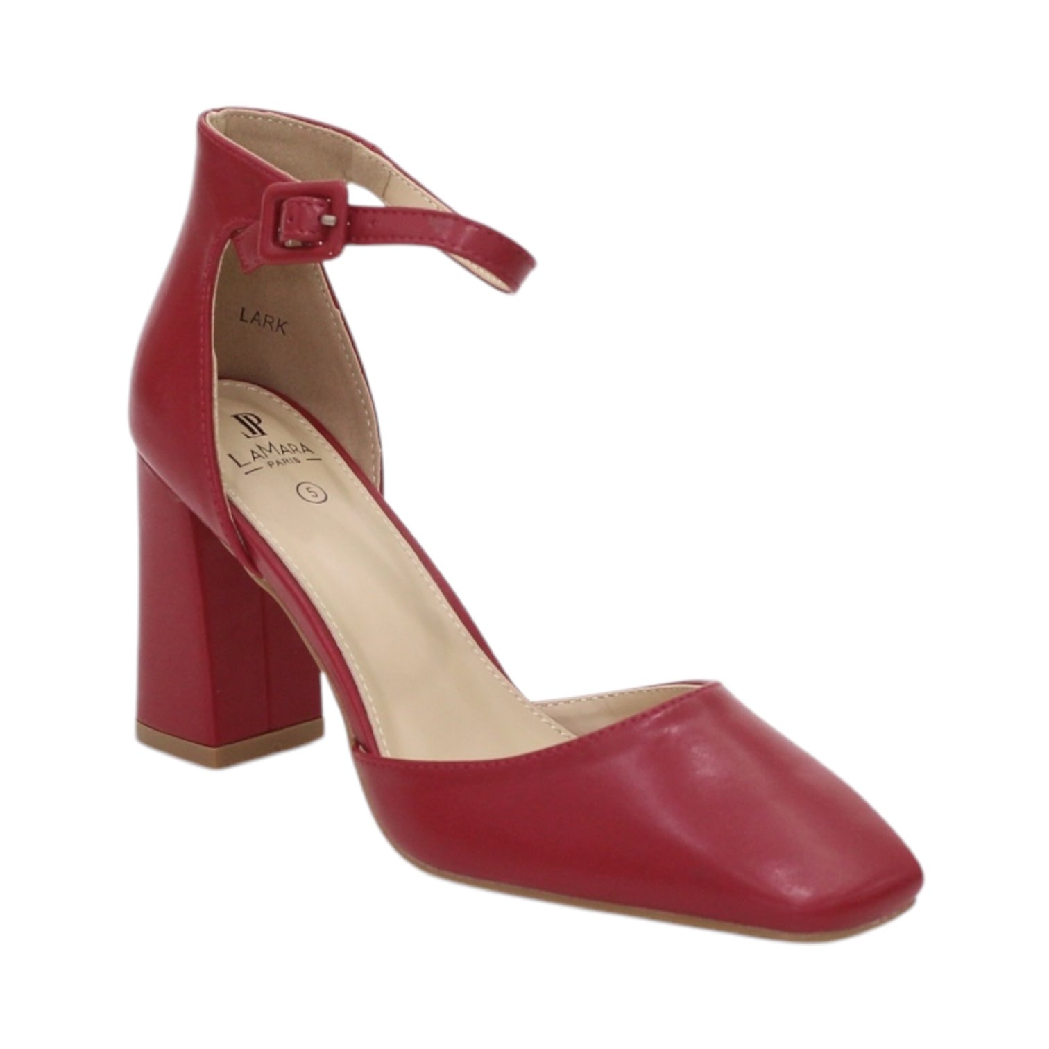 Lark open waist ankle strap 8cm heel court shoes