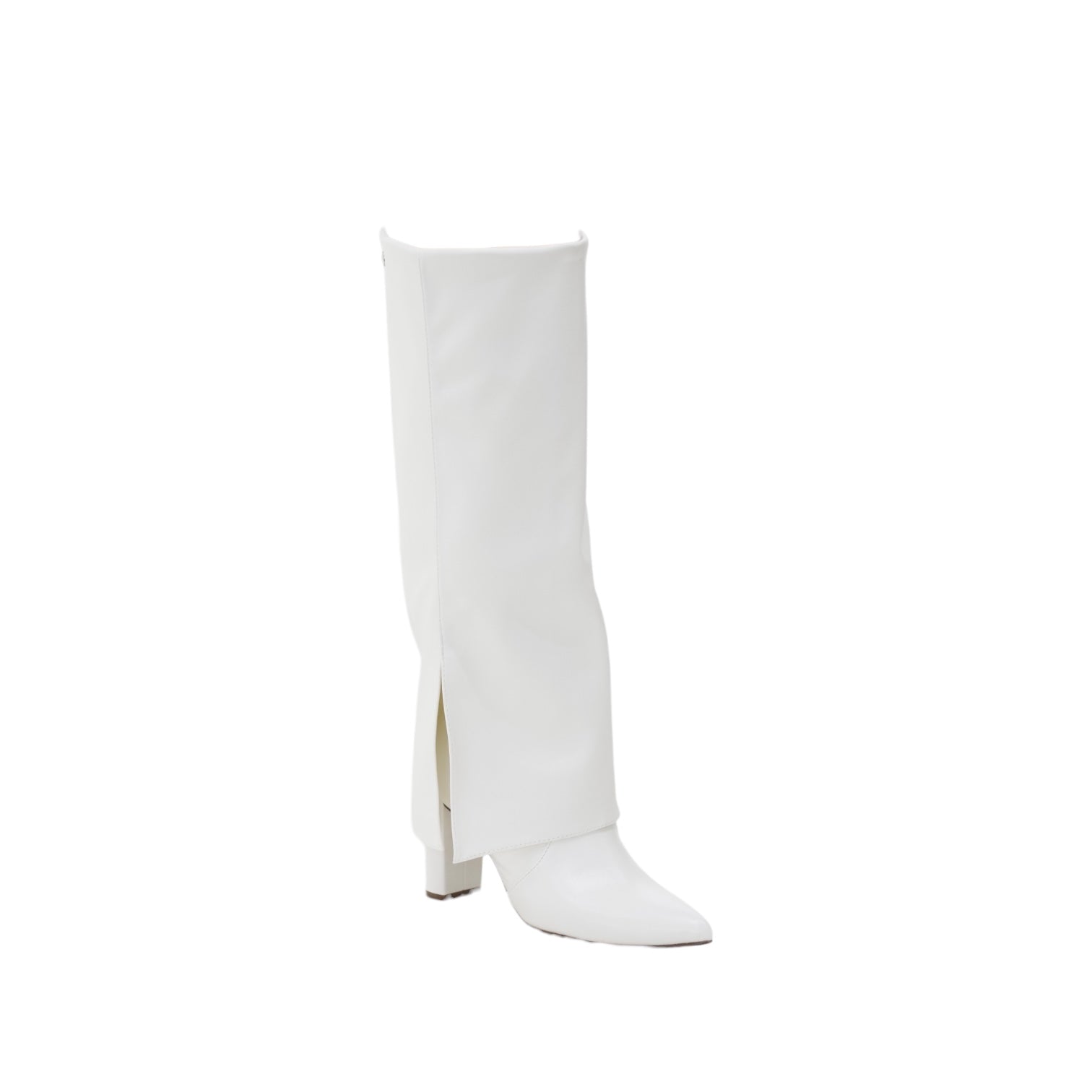 Vonda 8.5cm heel slouchy pu bootleg long boot white