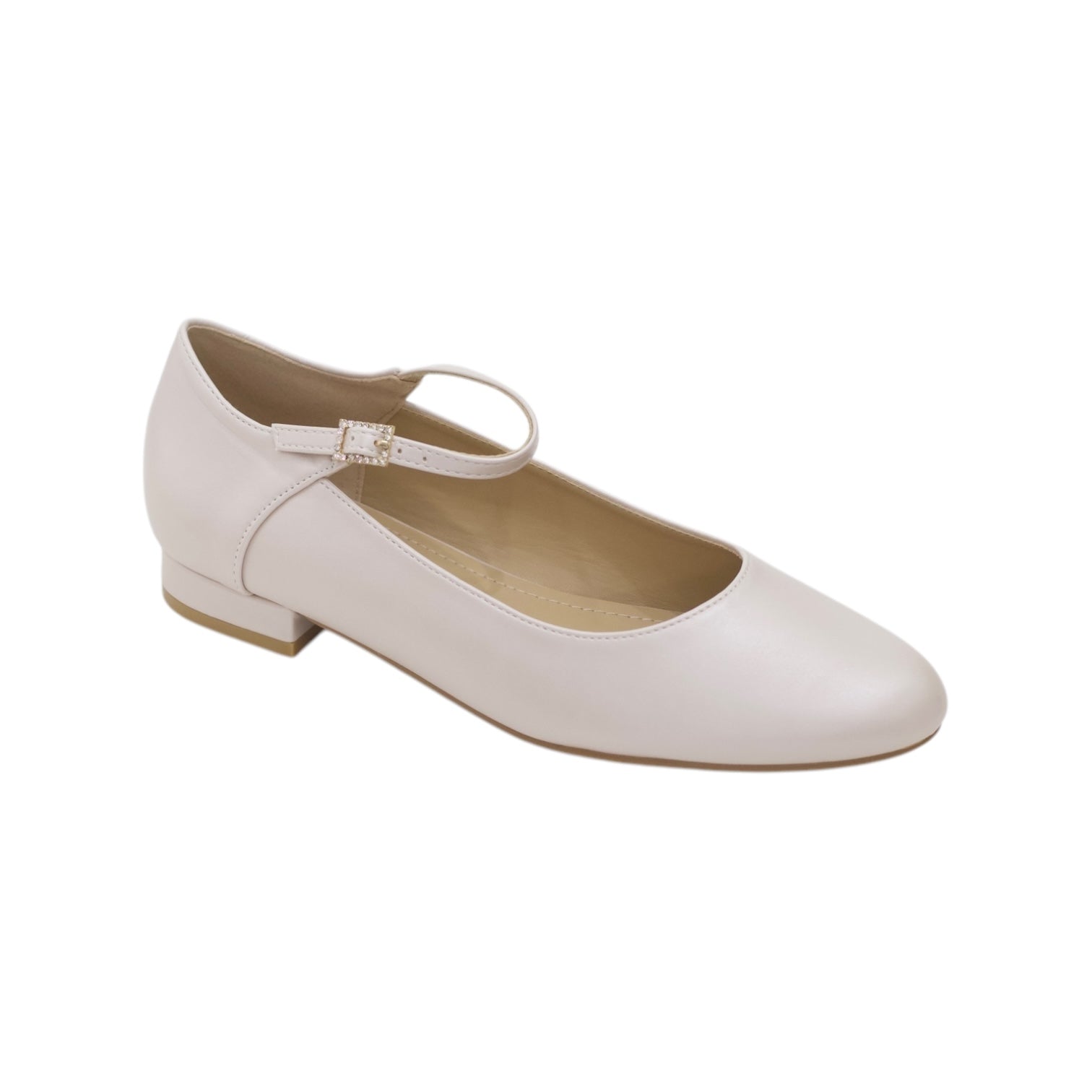 Stina round toe 1.5cm flat heel PU comfy pump shoes