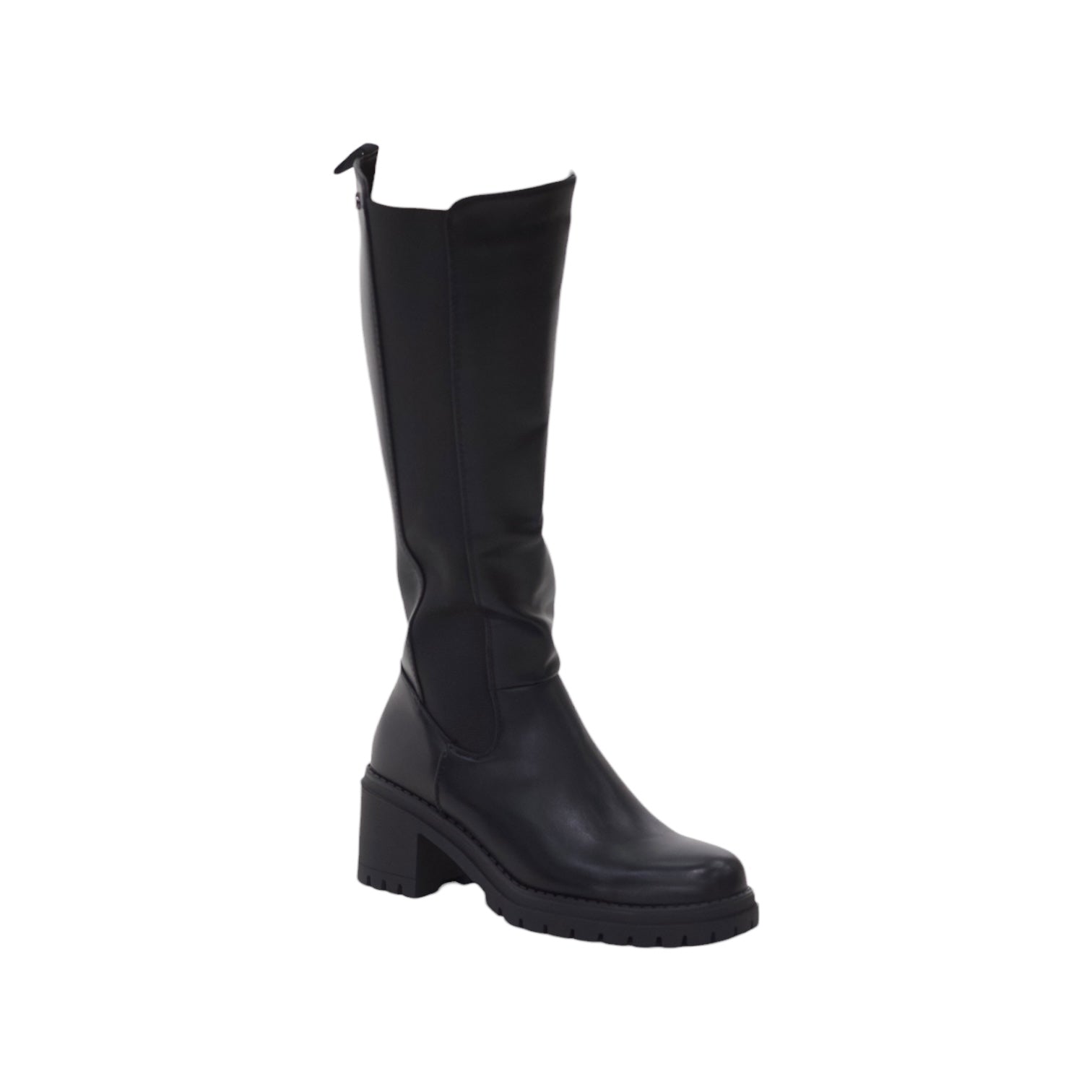Hike knee high 6cm chunky cheslea boot black