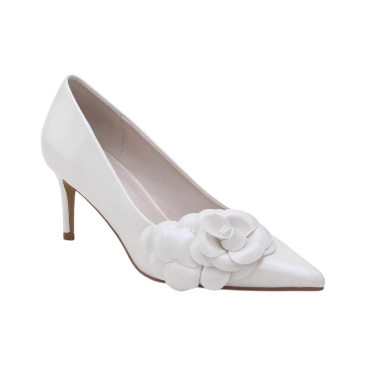 Cajsa pointy 6cm heel court shoe with flower decor