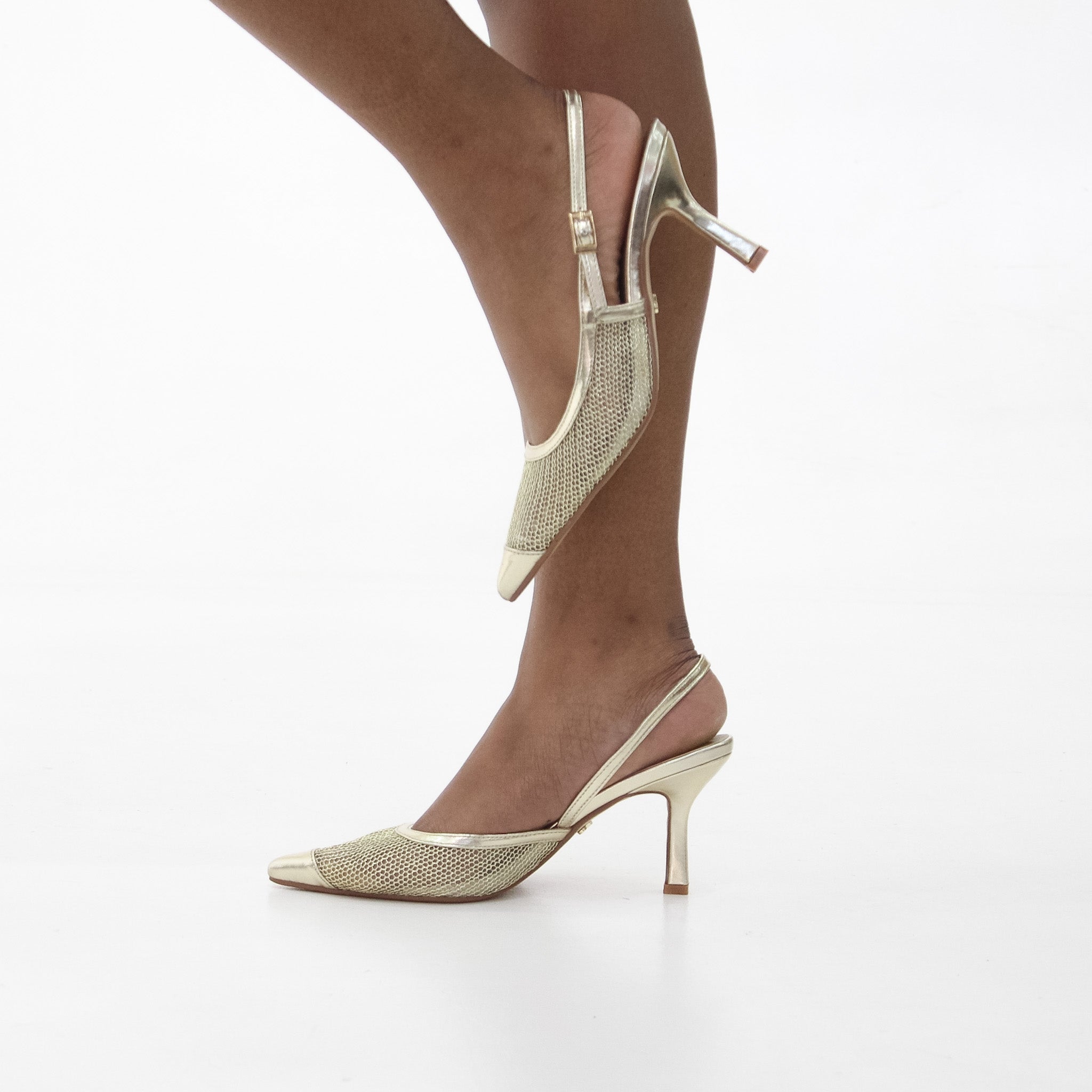 Kenia 7cm heel netted sling back shoe