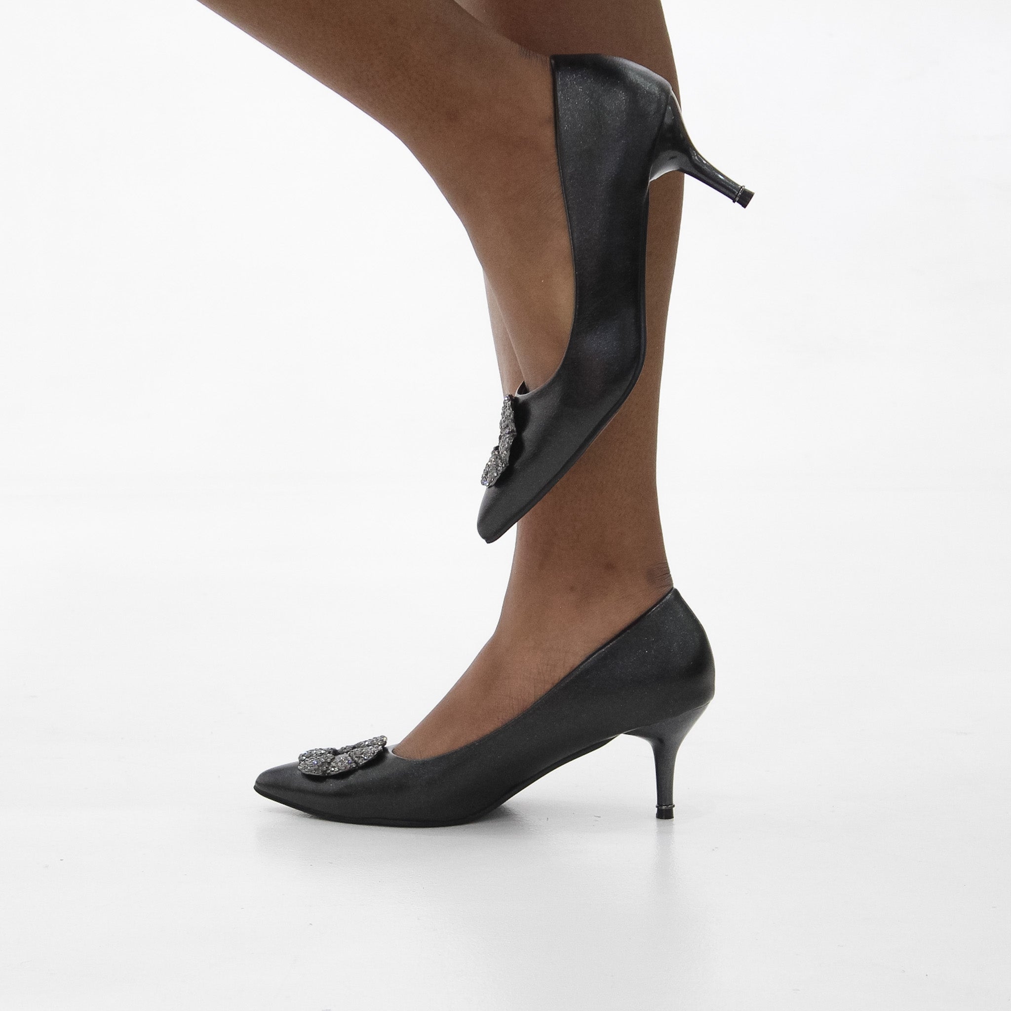Lofia 6cm heel court with trim black