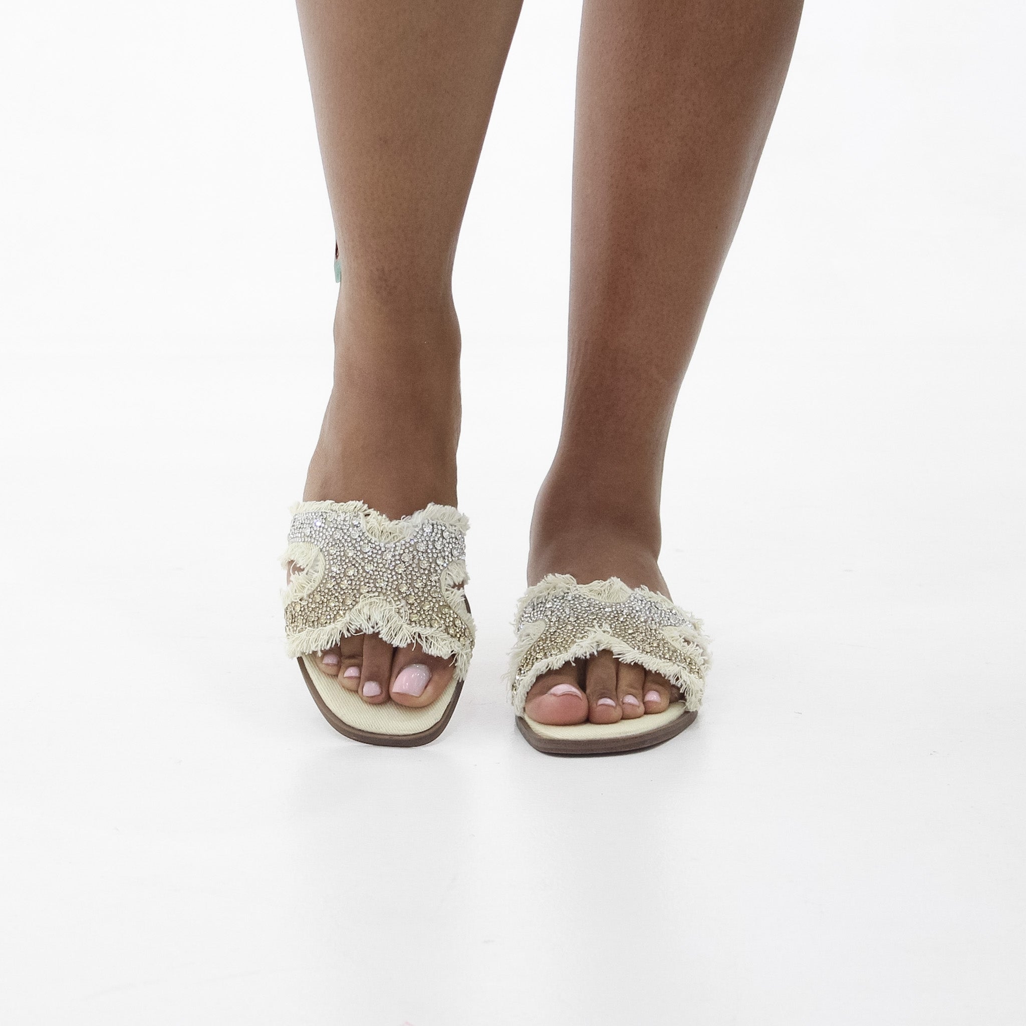 Milana one band first class denim mat flat sandal