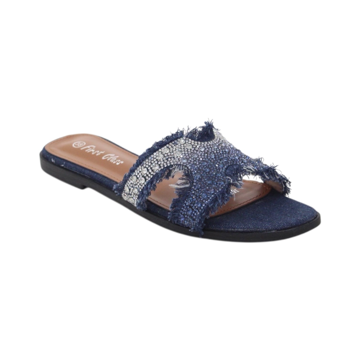 Milana one band first class denim mat flat sandal