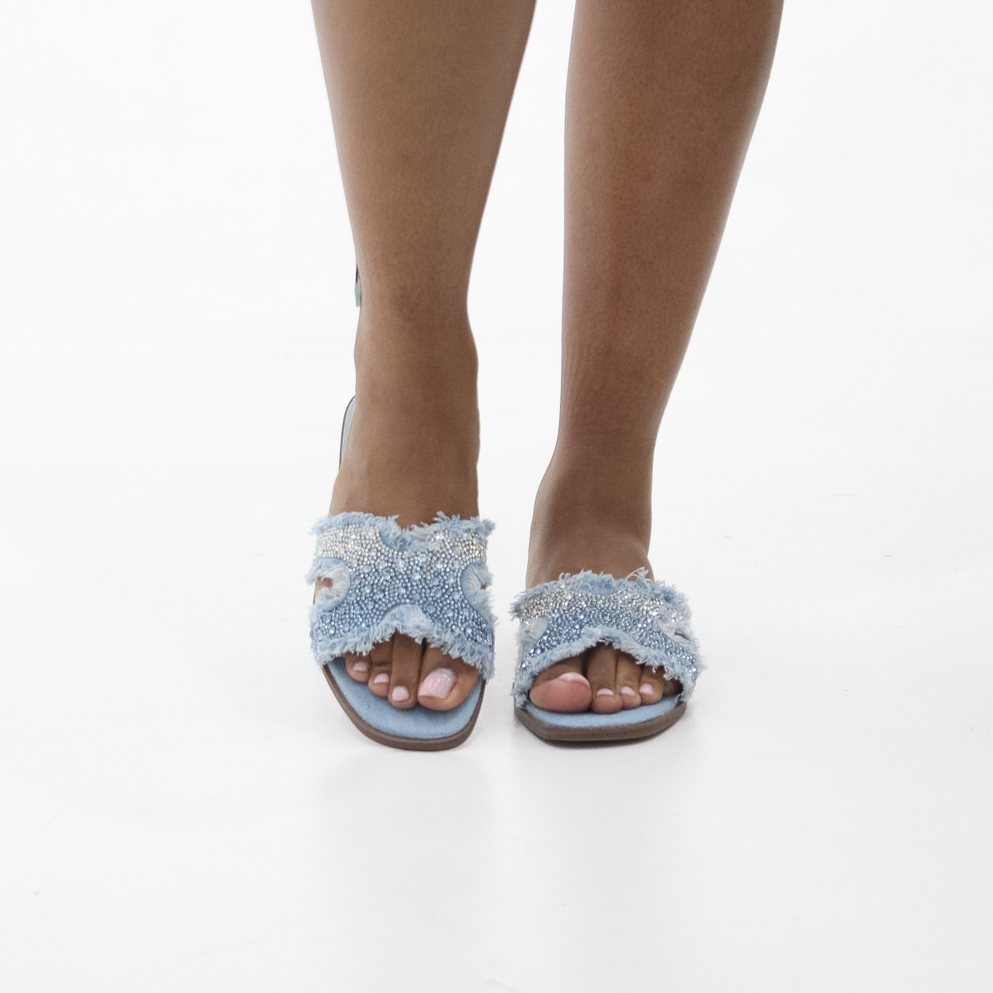 Milana one band first class denim mat flat sandal