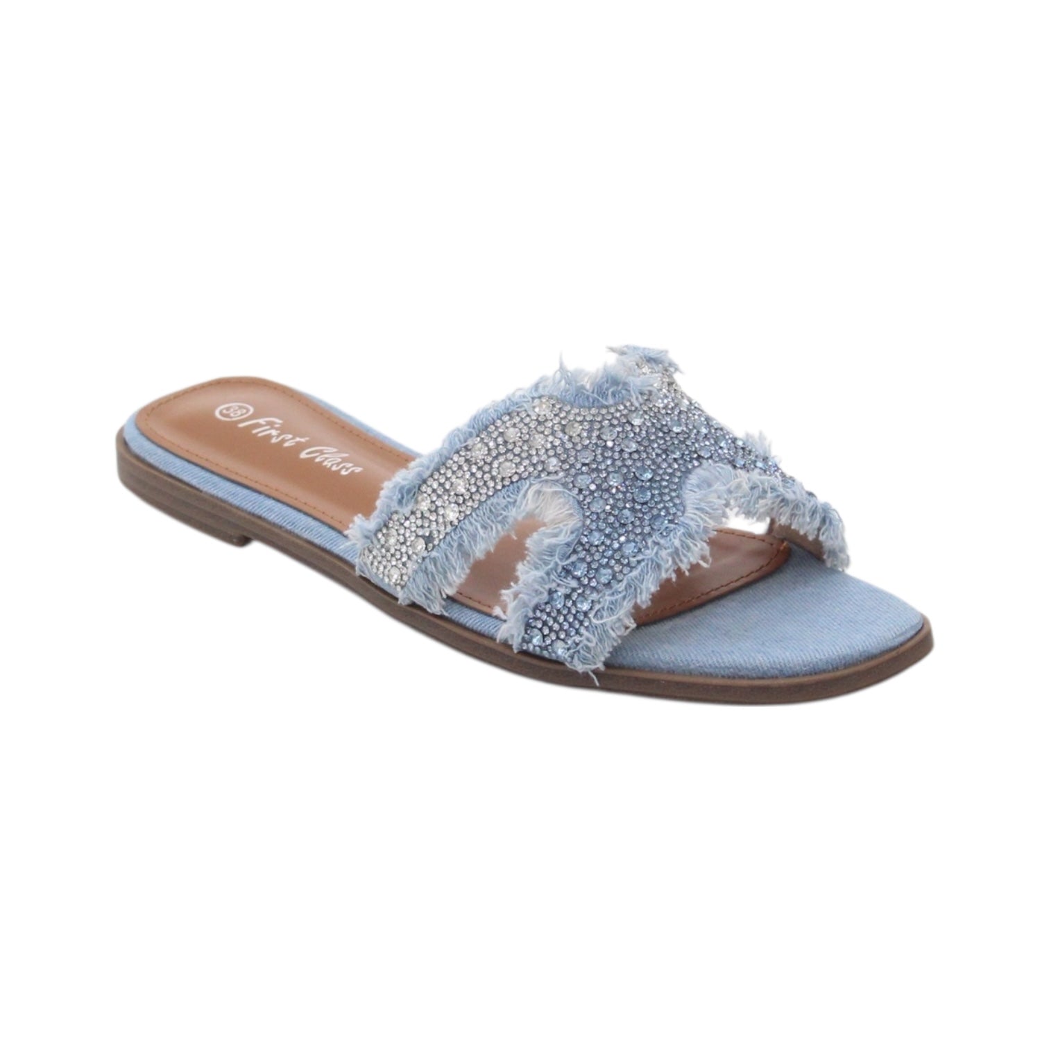 Milana one band first class denim mat flat sandal