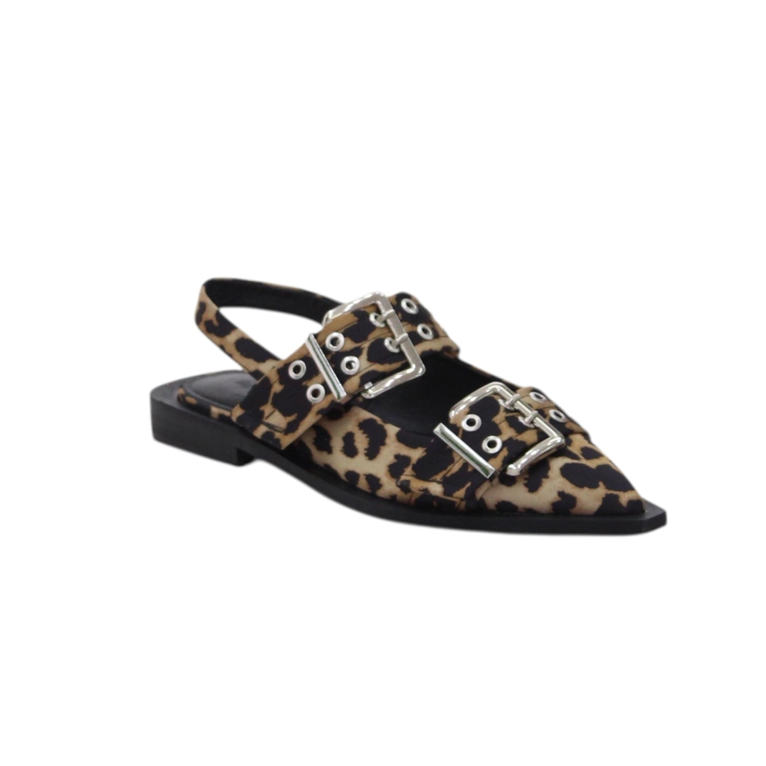 Pola 2cm flat heel elastic support sling back shoe with buckle decor