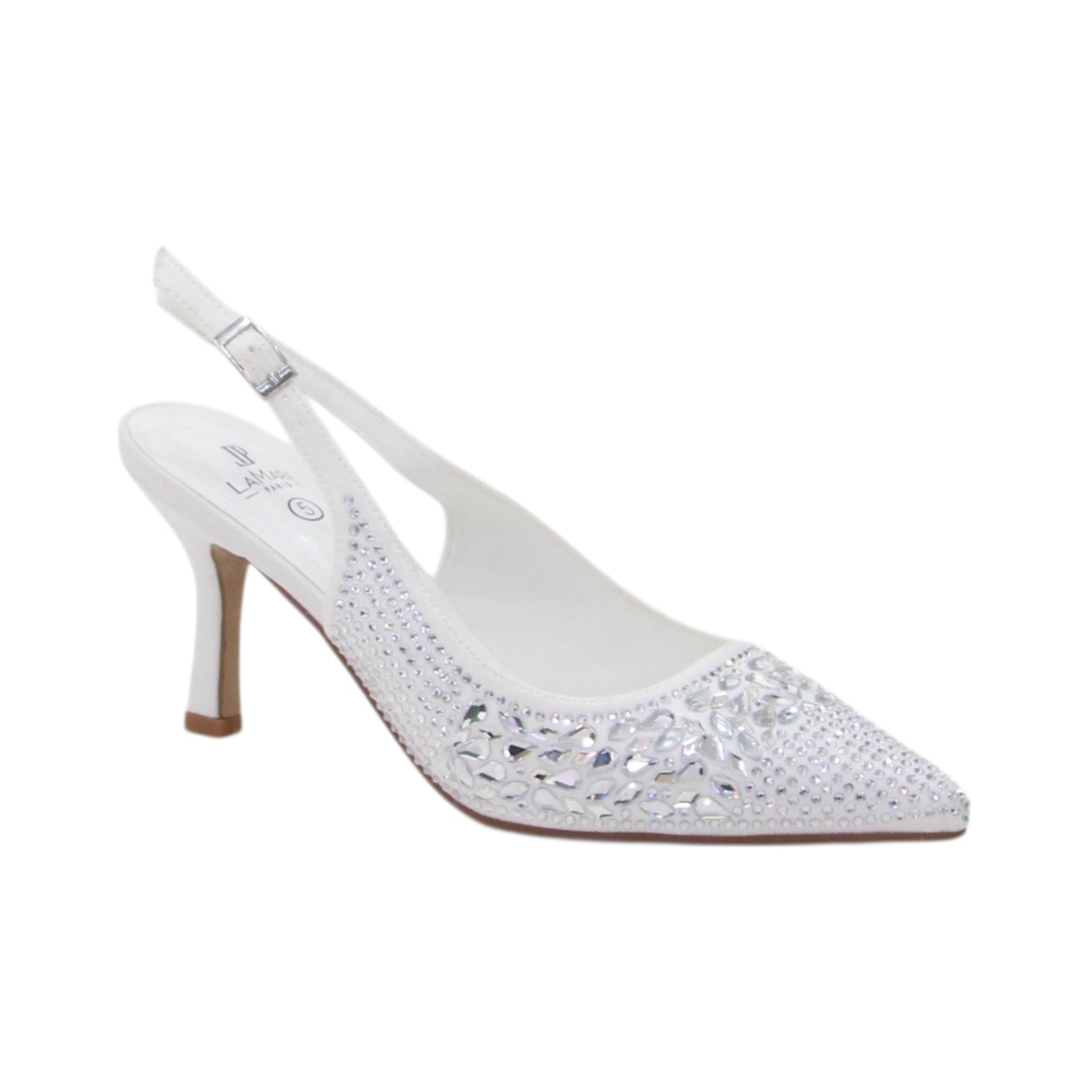 Wow closed-toe 7cm heel crystal embellished sling back