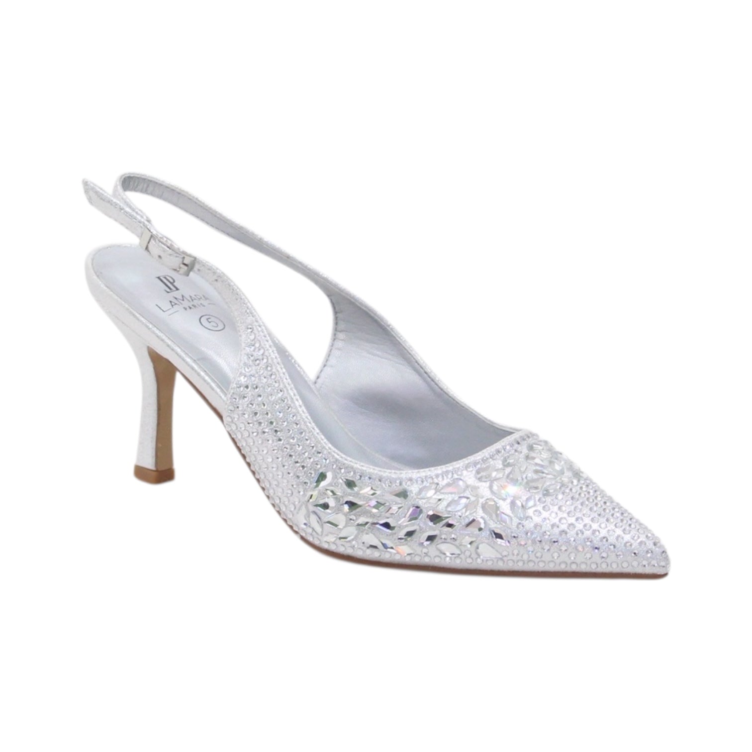 Wow closed-toe 7cm heel crystal embellished sling back