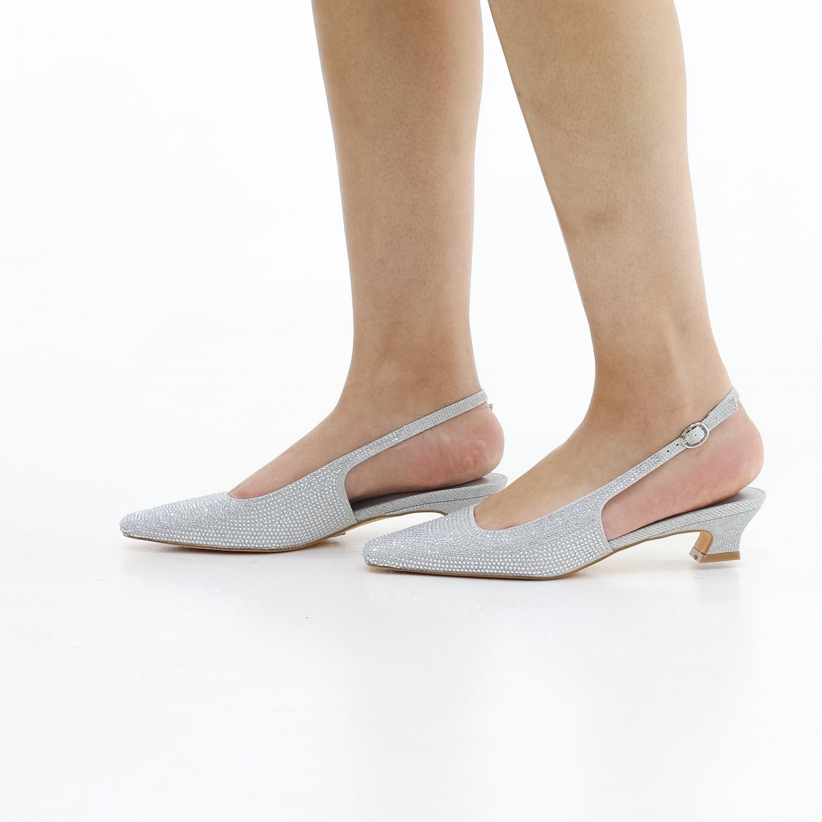 Ruby low 3.5 cm heel slick back with diamante