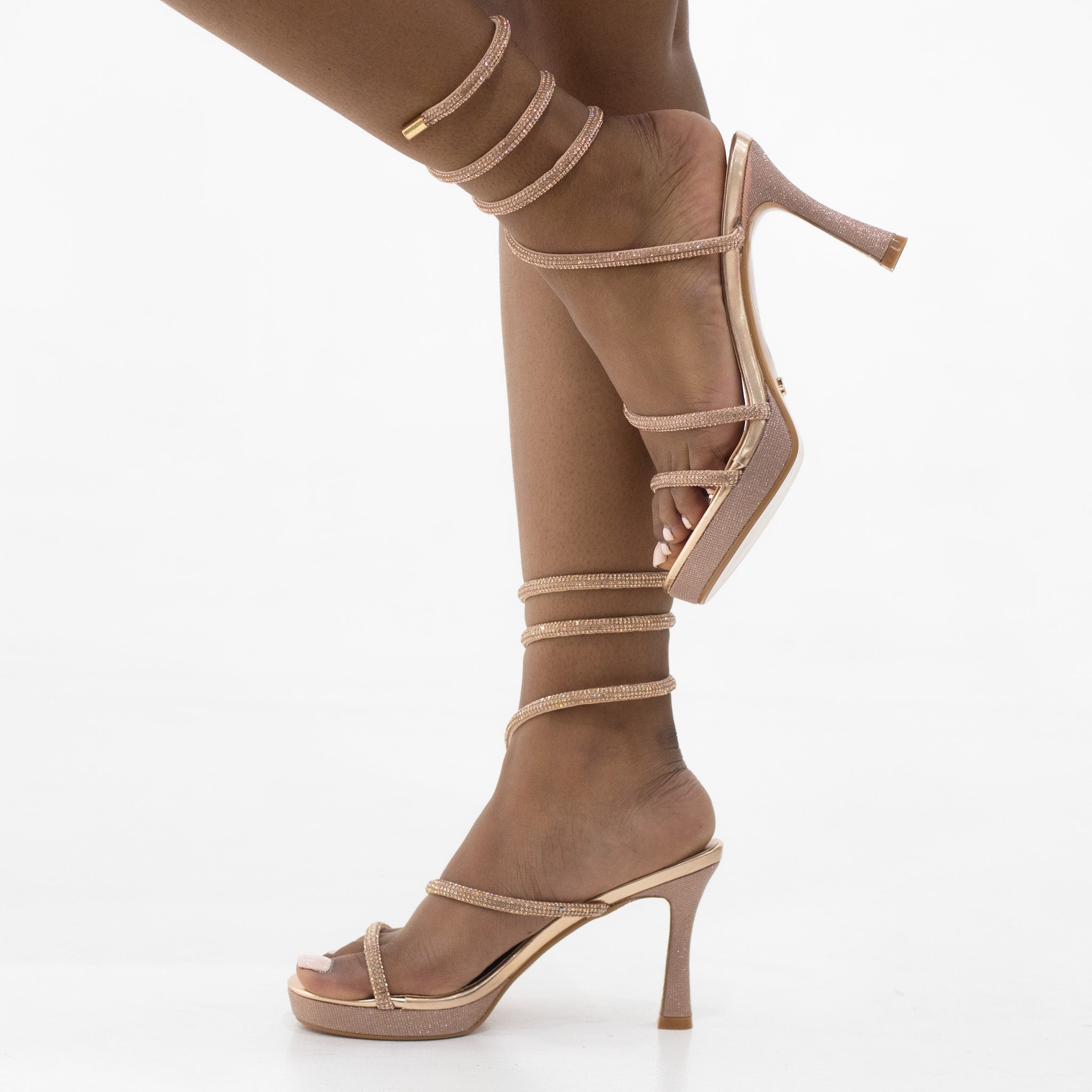 Glitz high 9 cm heel spiral diamante sandal