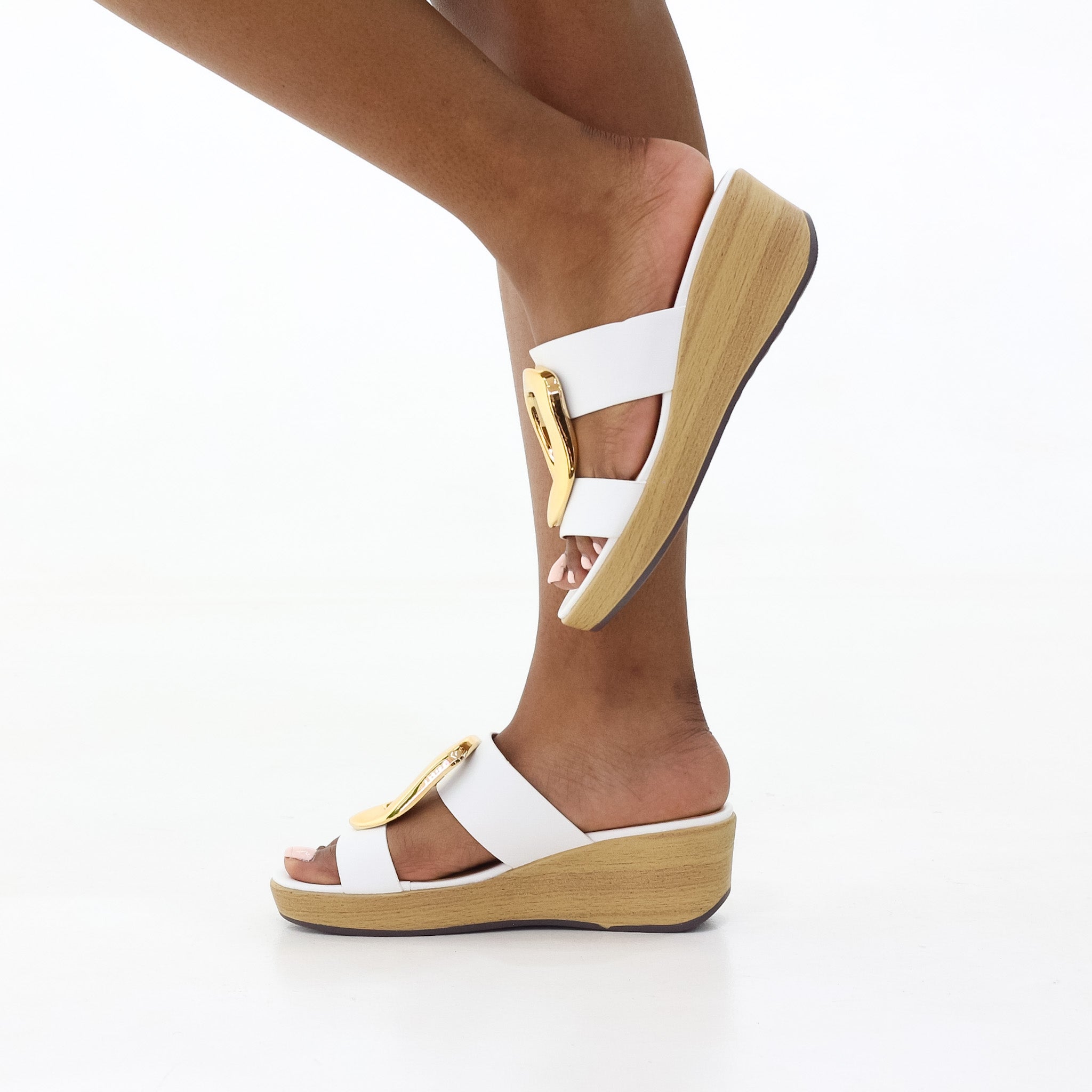 Dew 2 band wedge 9 cm heel slide with trim