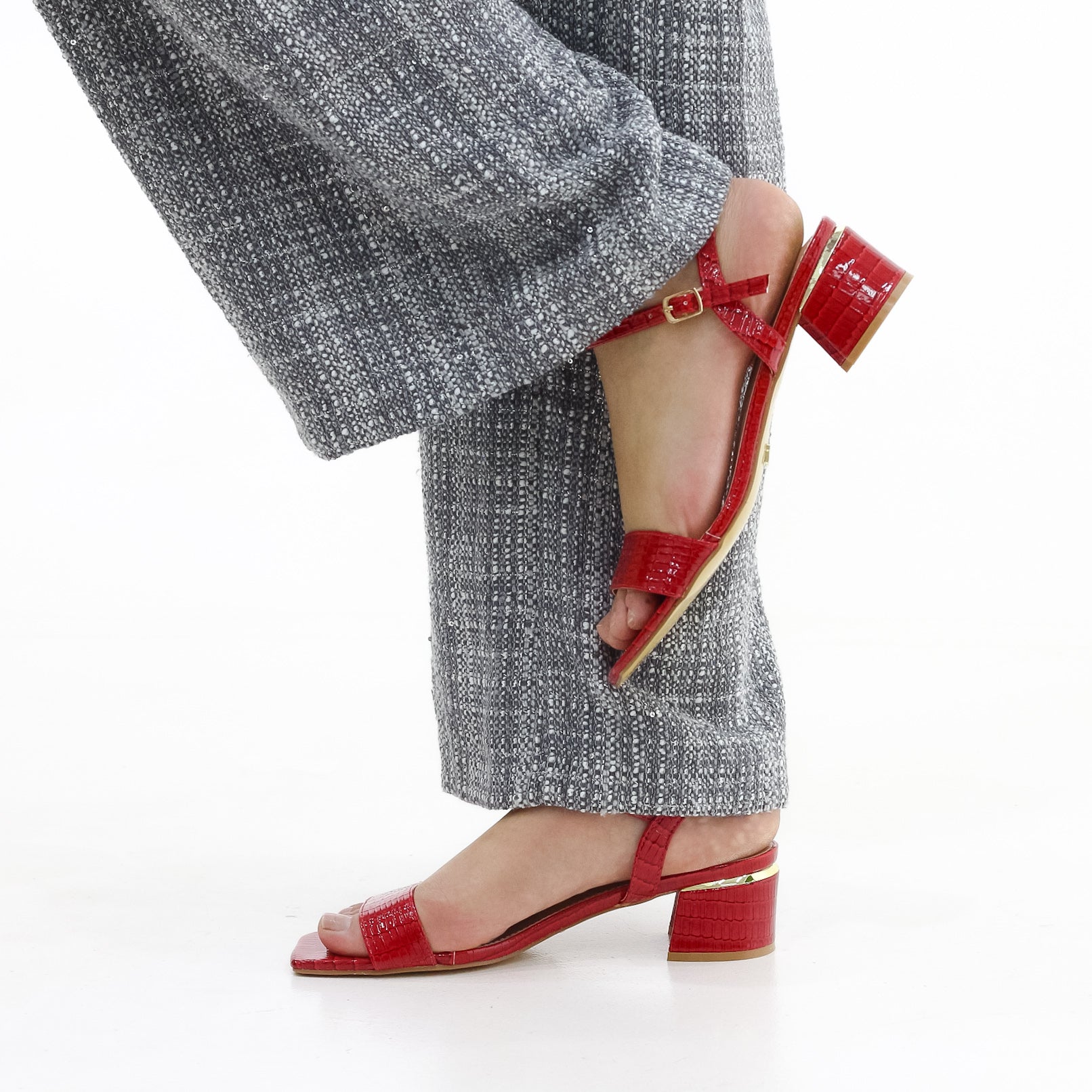 Brisa block 4.5cm  heel one band sandal croco material