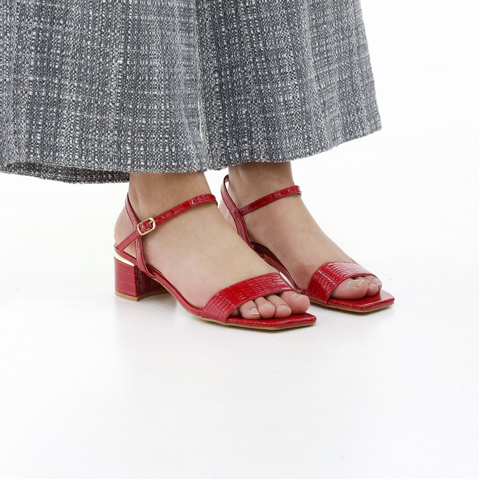 Brisa block 4.5cm  heel one band sandal croco material