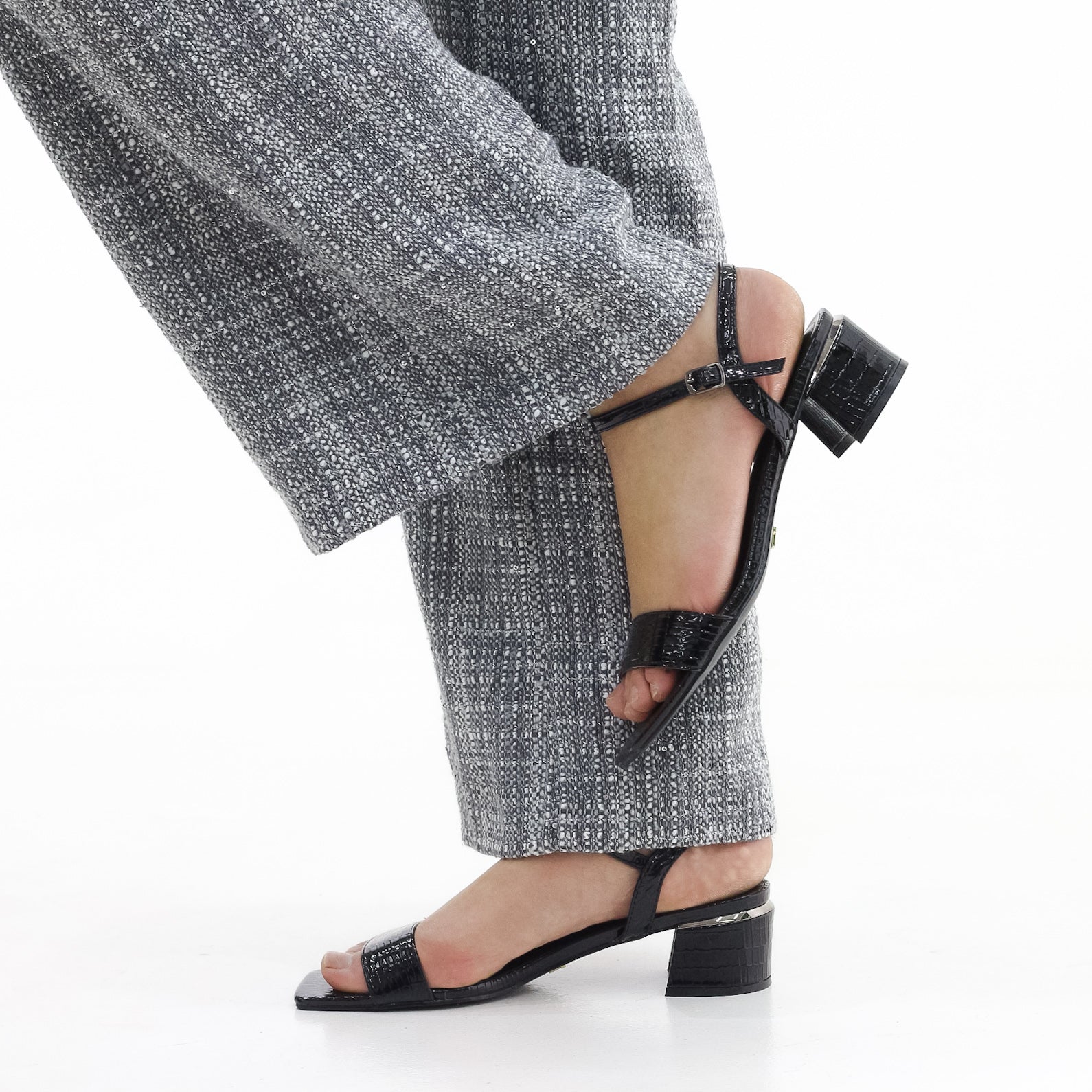 Brisa block 4.5cm  heel one band sandal croco material