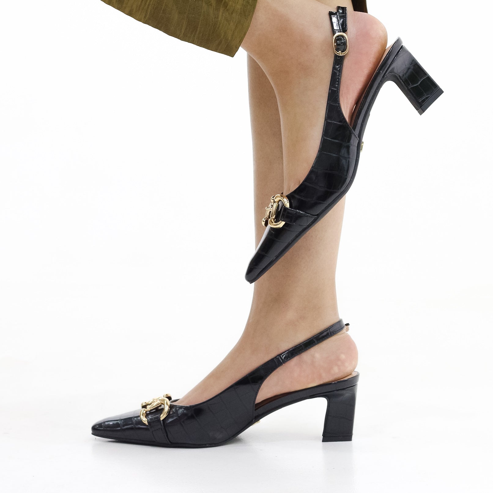 Espira block heel sling back 6 cm heel with trim