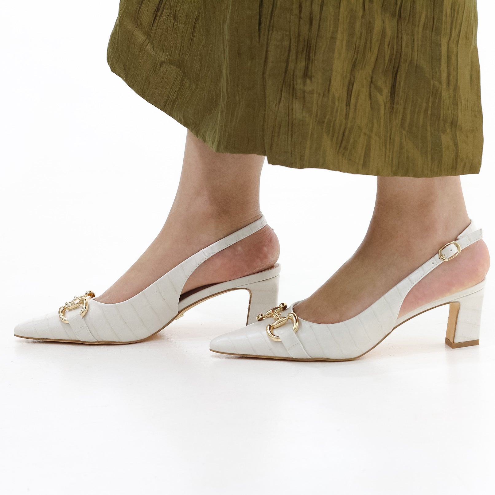 Espira block heel sling back 6 cm heel with trim