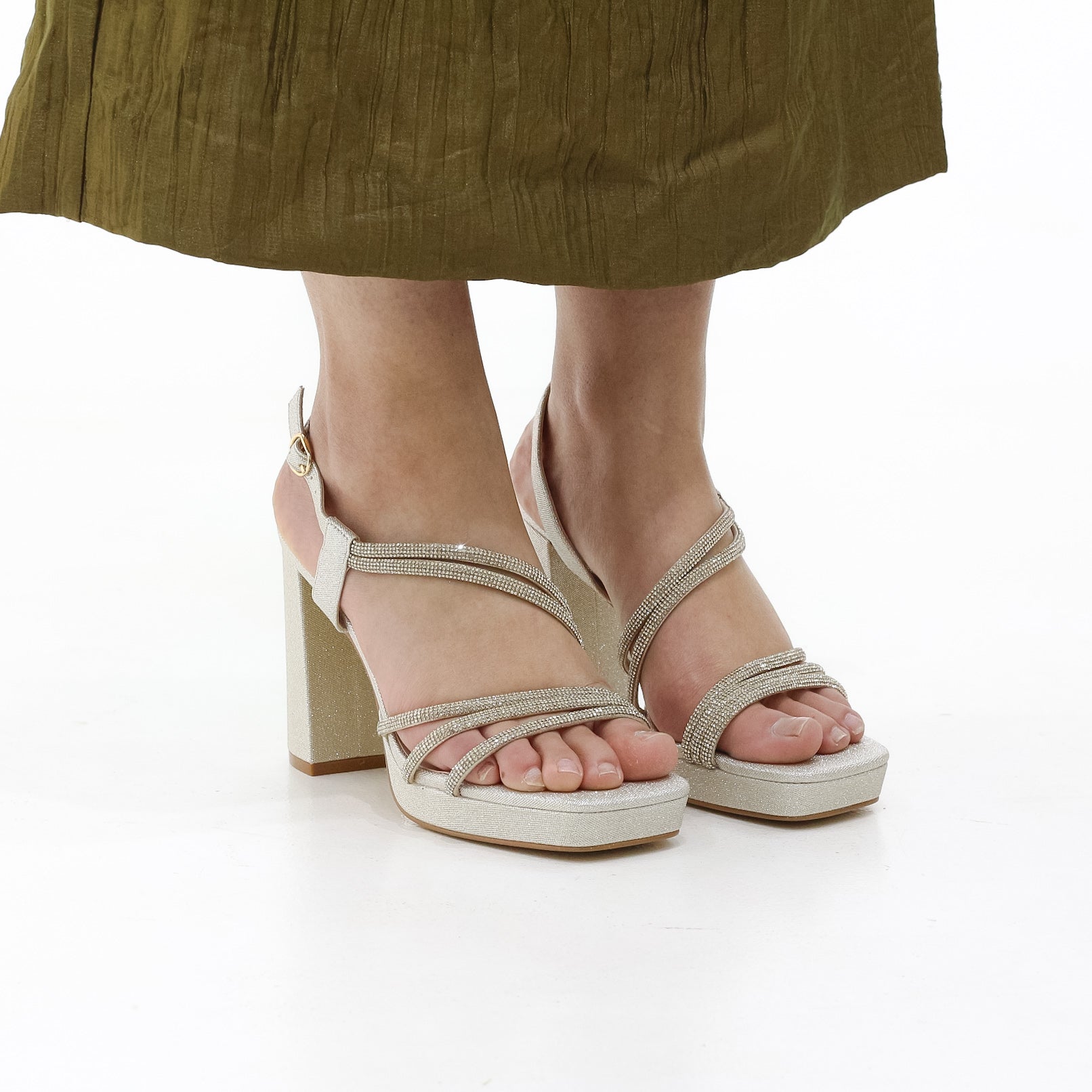 Ambria block 10 cm heel platform strippy sandal