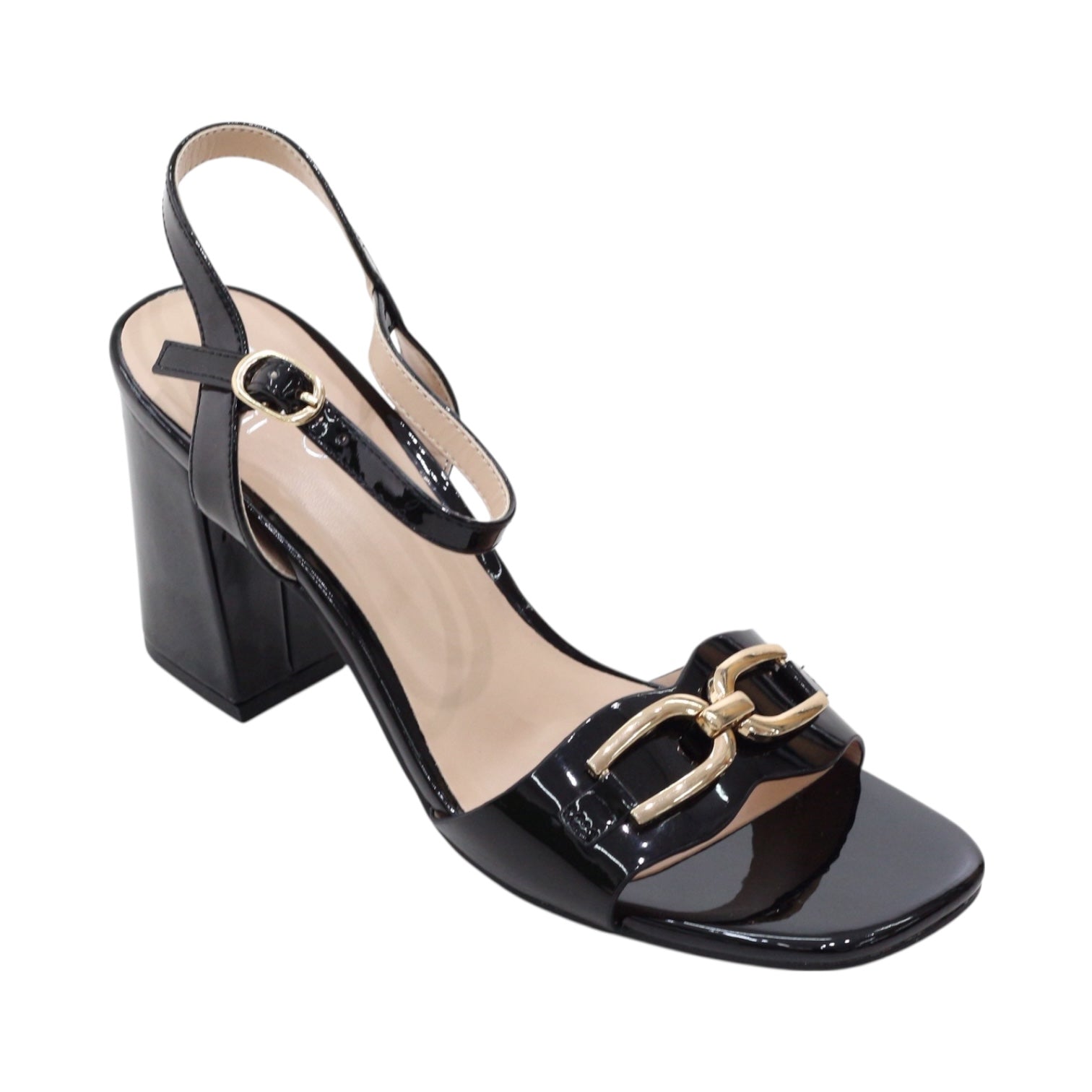 Blush block 8 cm heel sandal with trim