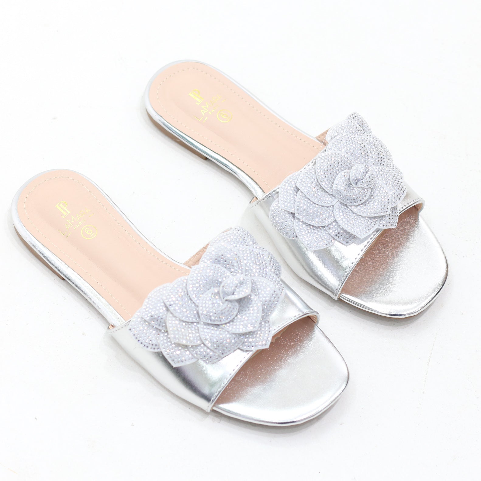 Glace Floral embellished slip-on flat sandals