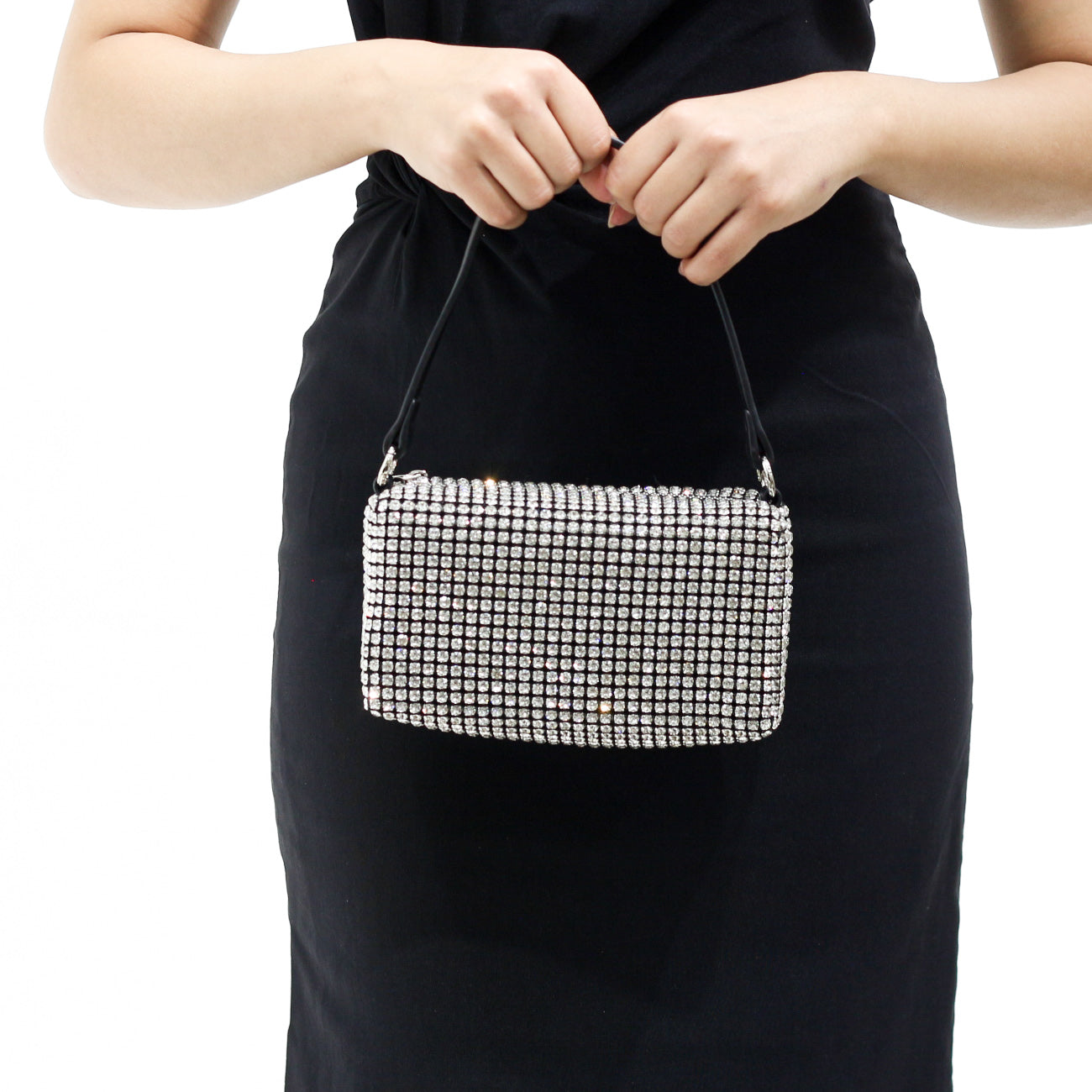 Boleite crystal-studded box shoulder bag with strap