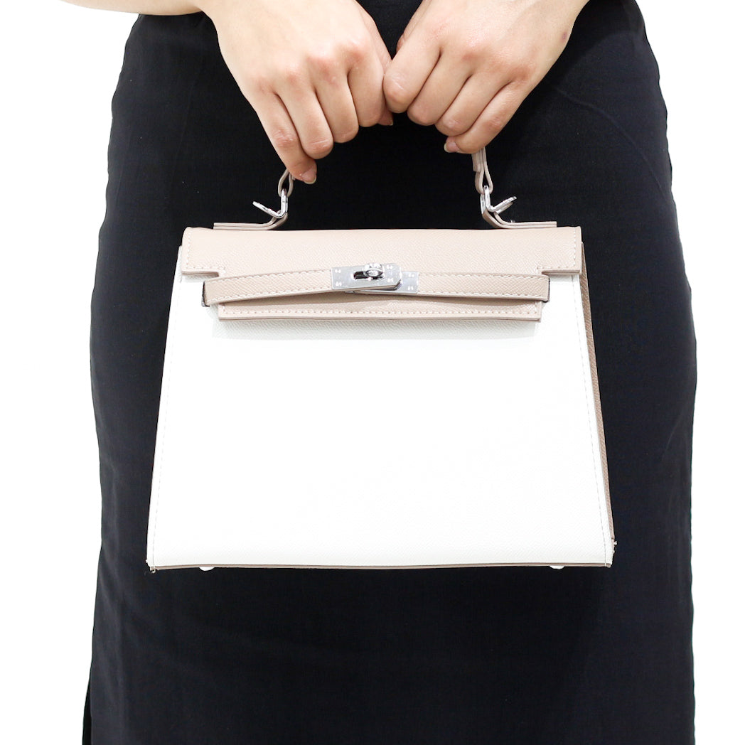 Magnesite elegant two-tone top handle crossbody bag