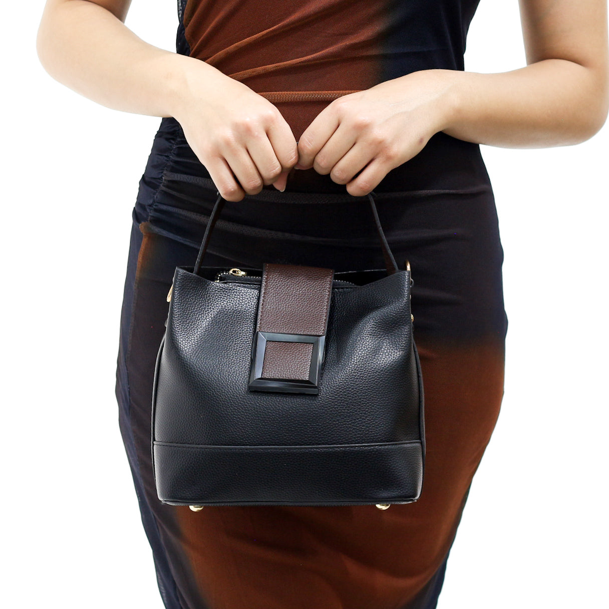 Sugalite structured handbag with oversized square buckle