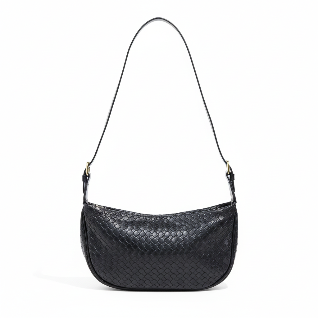 Quill woven half moon shoulder bag