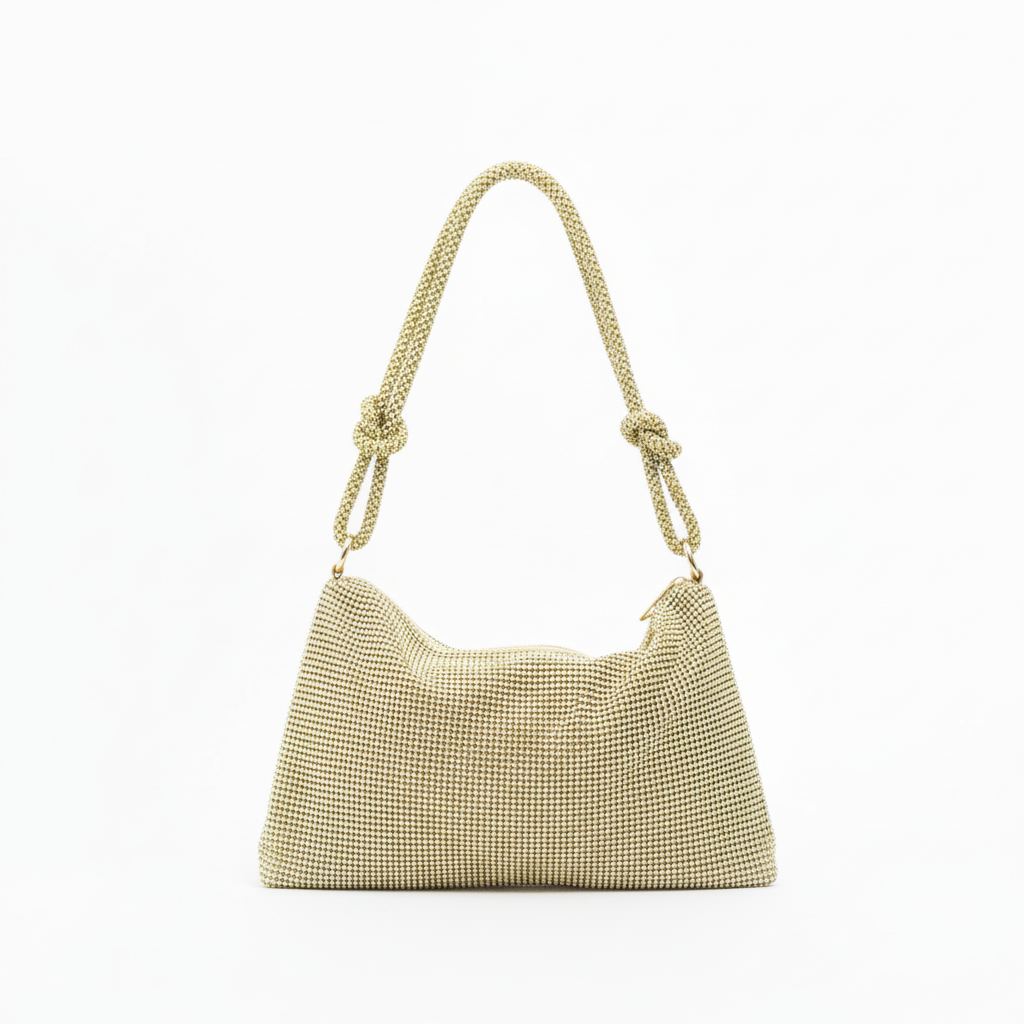 Albite shimmering shoulder bag with knotted strap