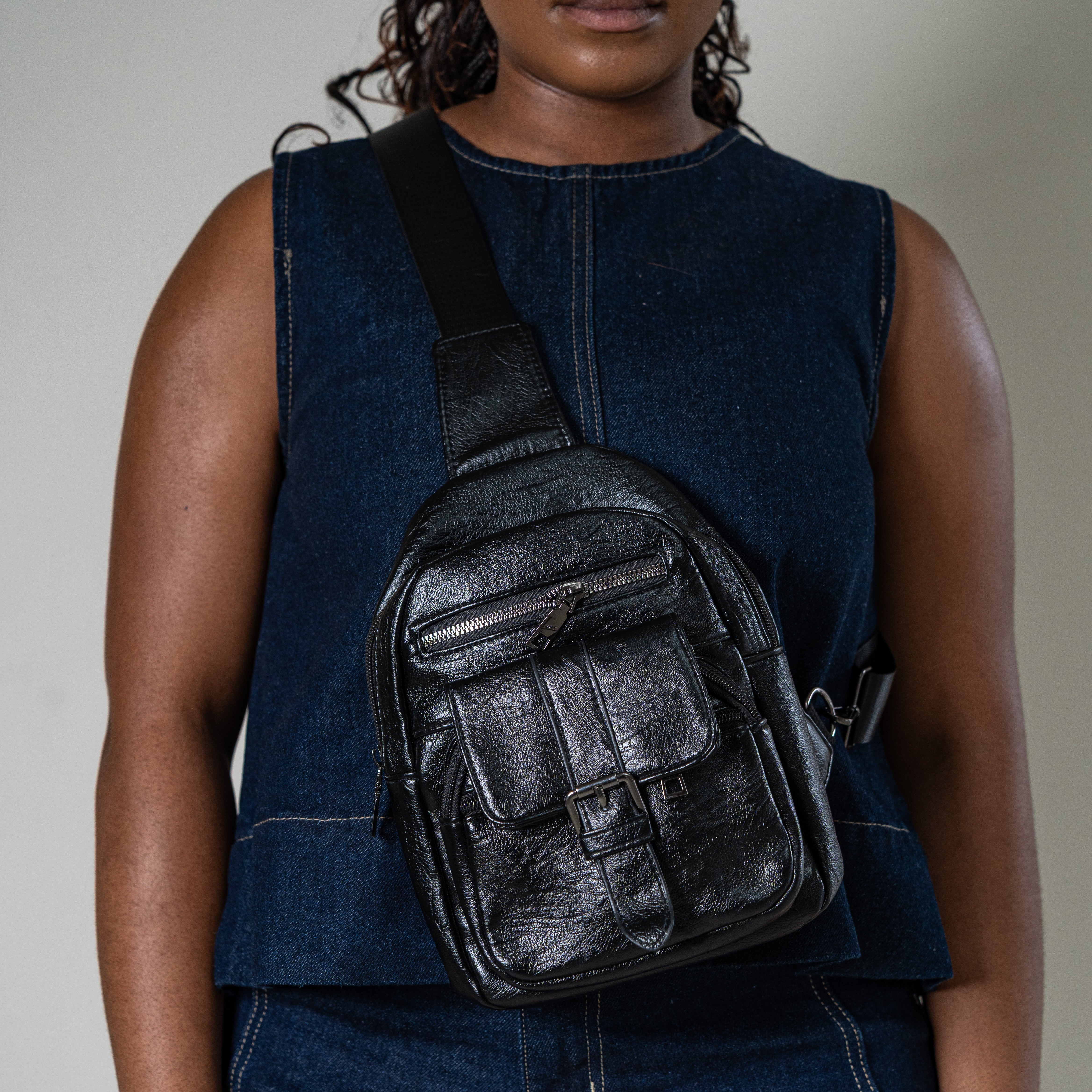 Mali leather sling crossbody bag