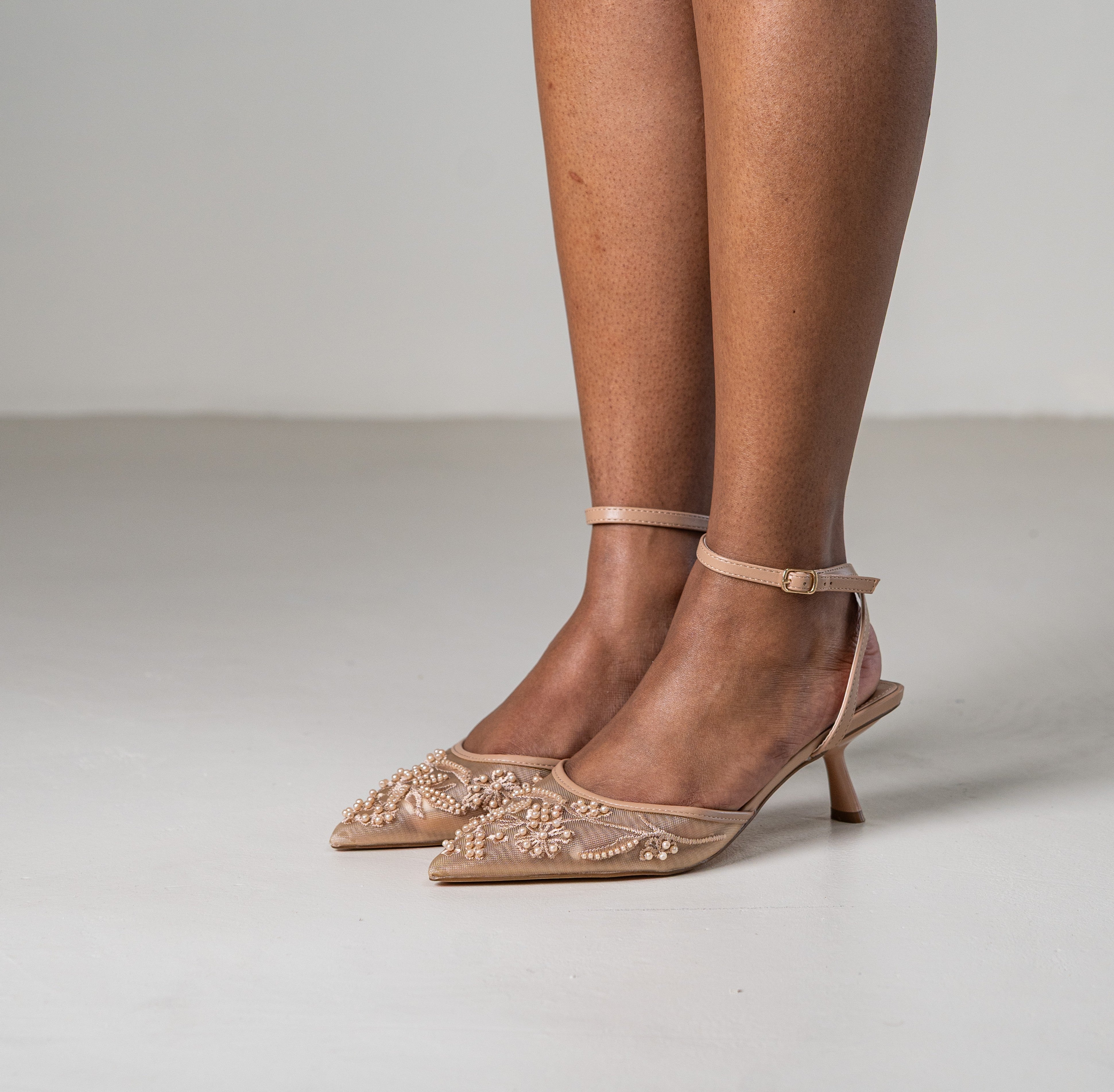 Rasa embroidered slingback pointed 4.5cm heel