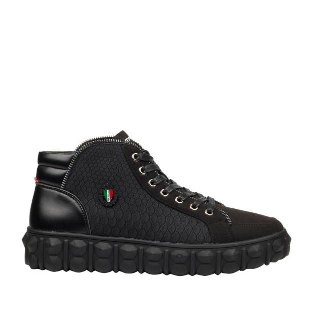 Mazerata Pigale15  faux suede / print black men's shoes
