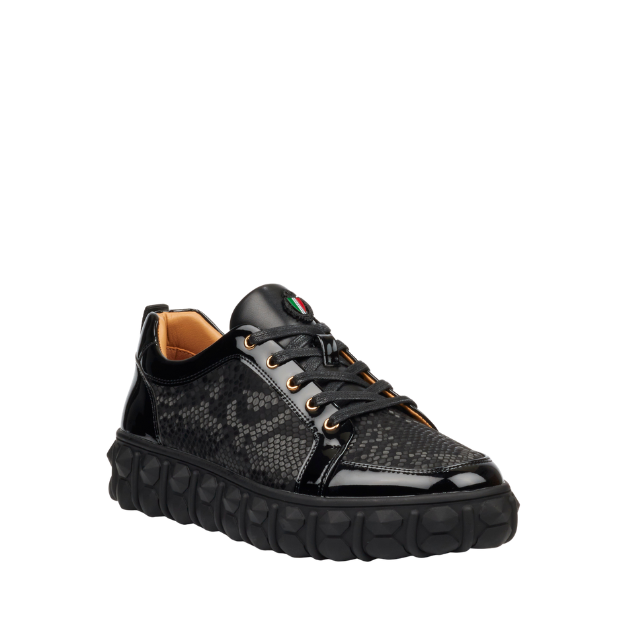 Mazerata Pigale37 faux patent/ snake black mens