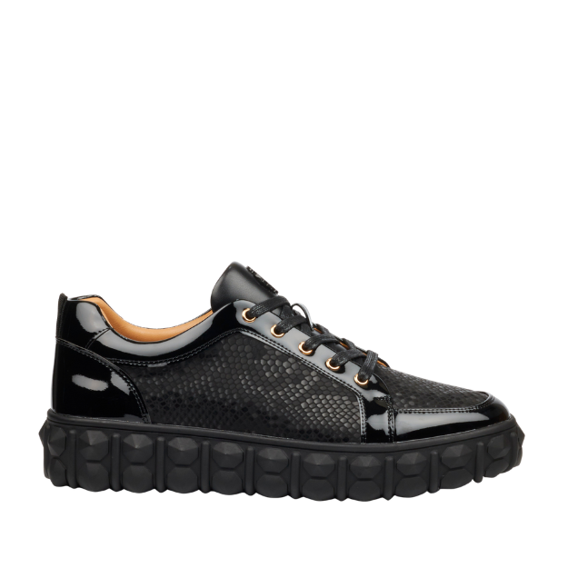 Mazerata Pigale37 faux patent/ snake black mens