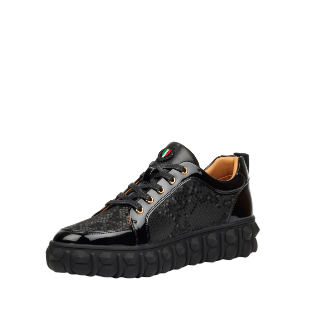 Mazerata Pigale37 faux patent/ snake black mens