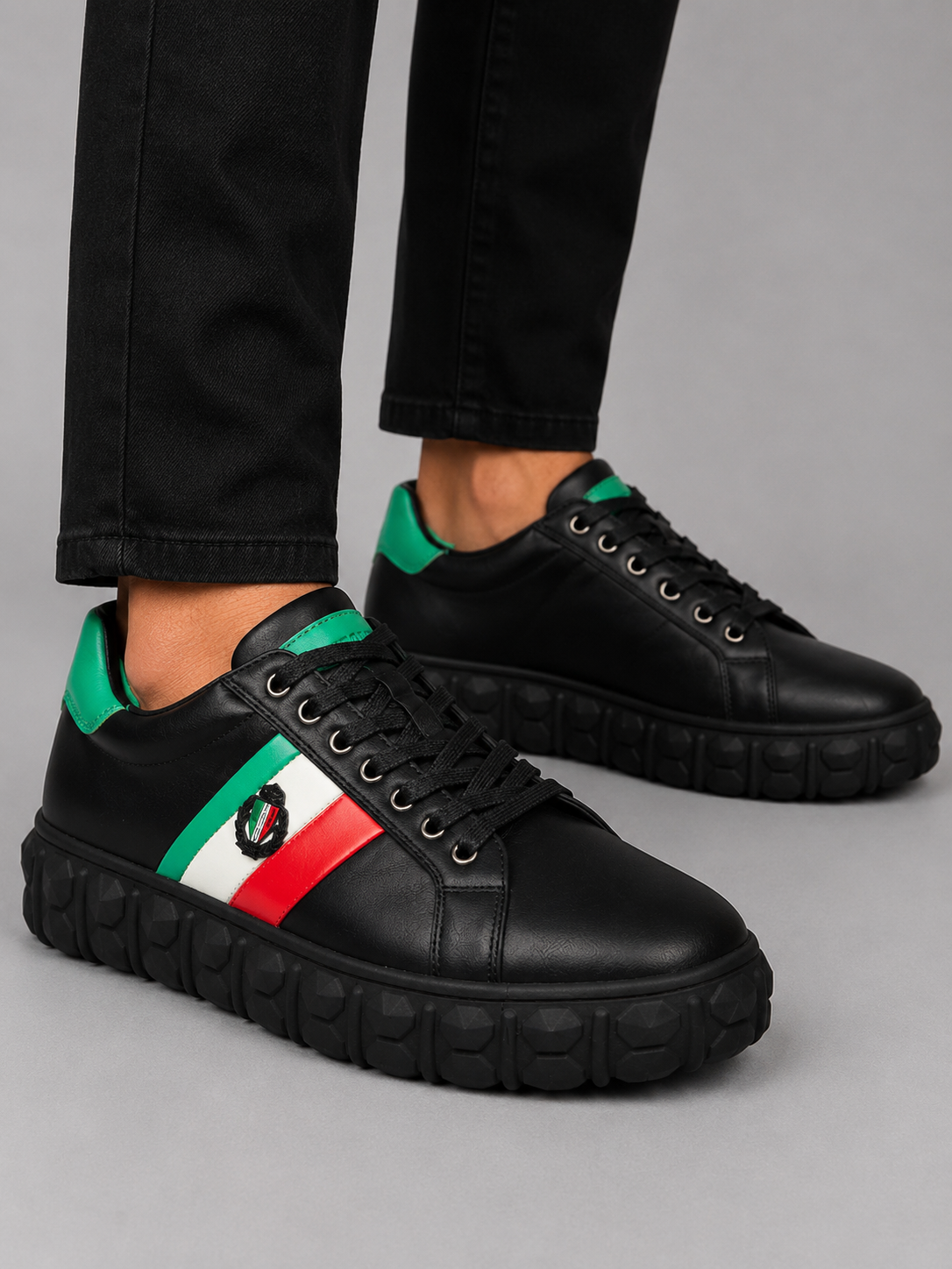 Mazerata Pigale14 faux wax men’s sneakers