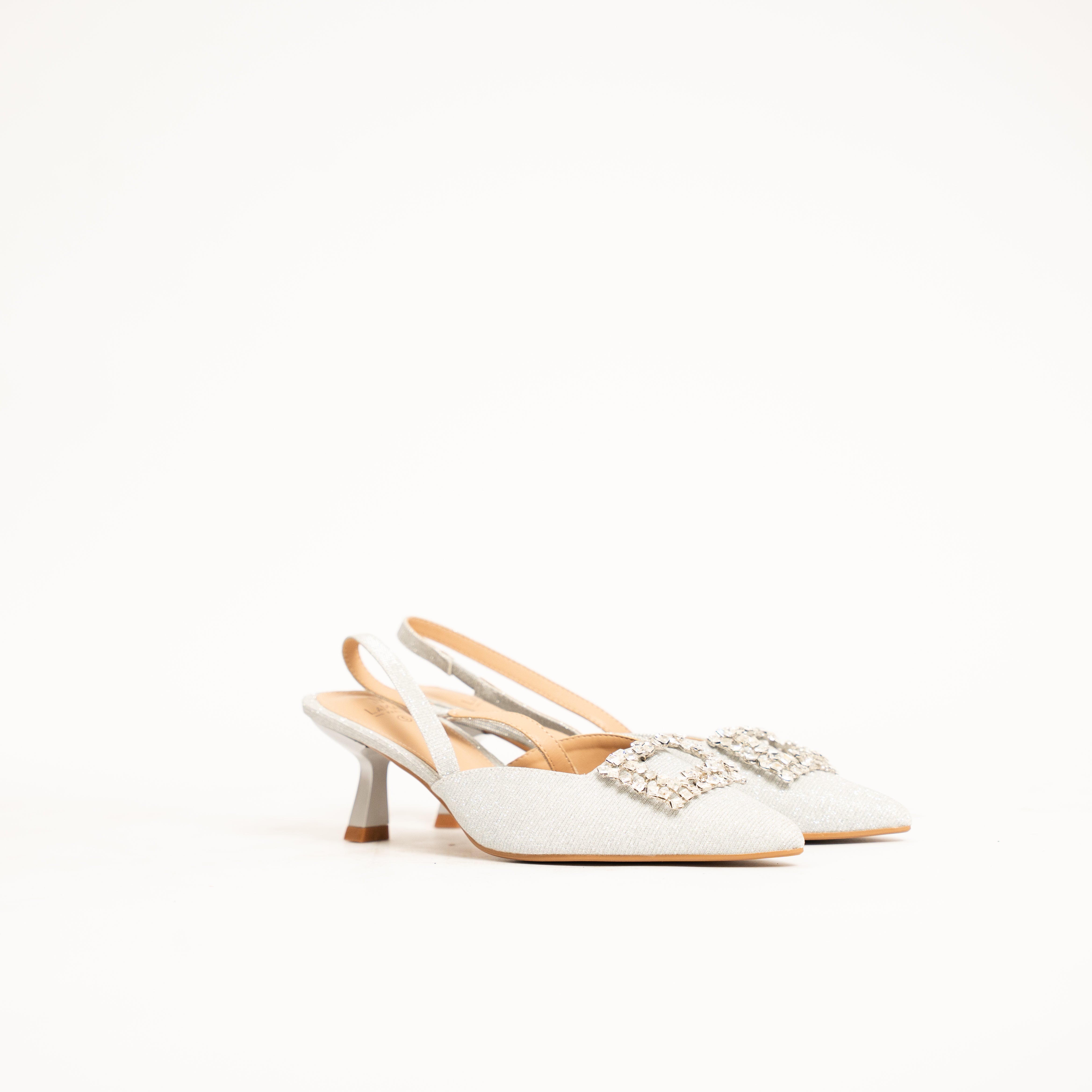 Finley women refined shimmering pointed-toe slingback kitten heel