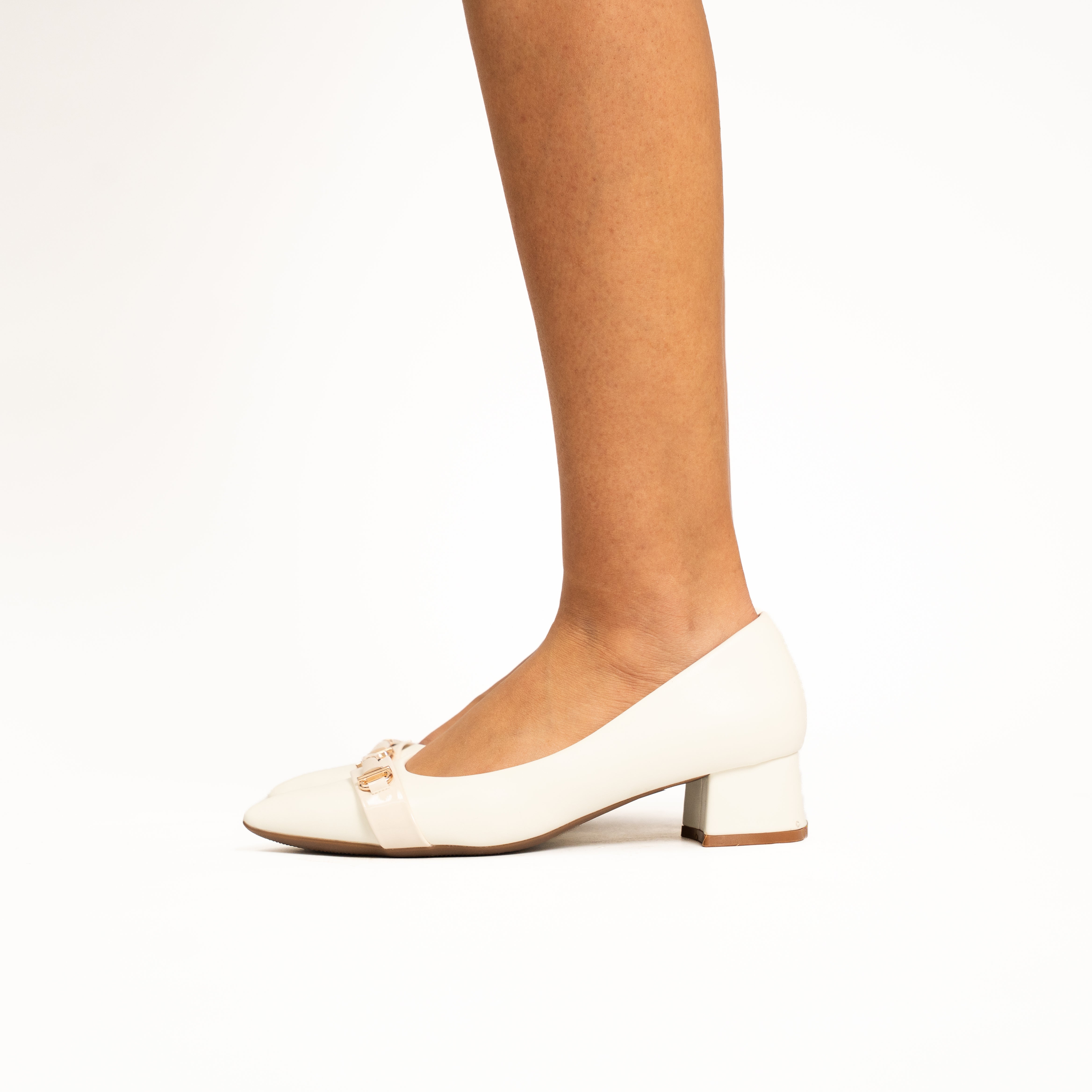 Twila women pointed toe block heel buckle court shoe