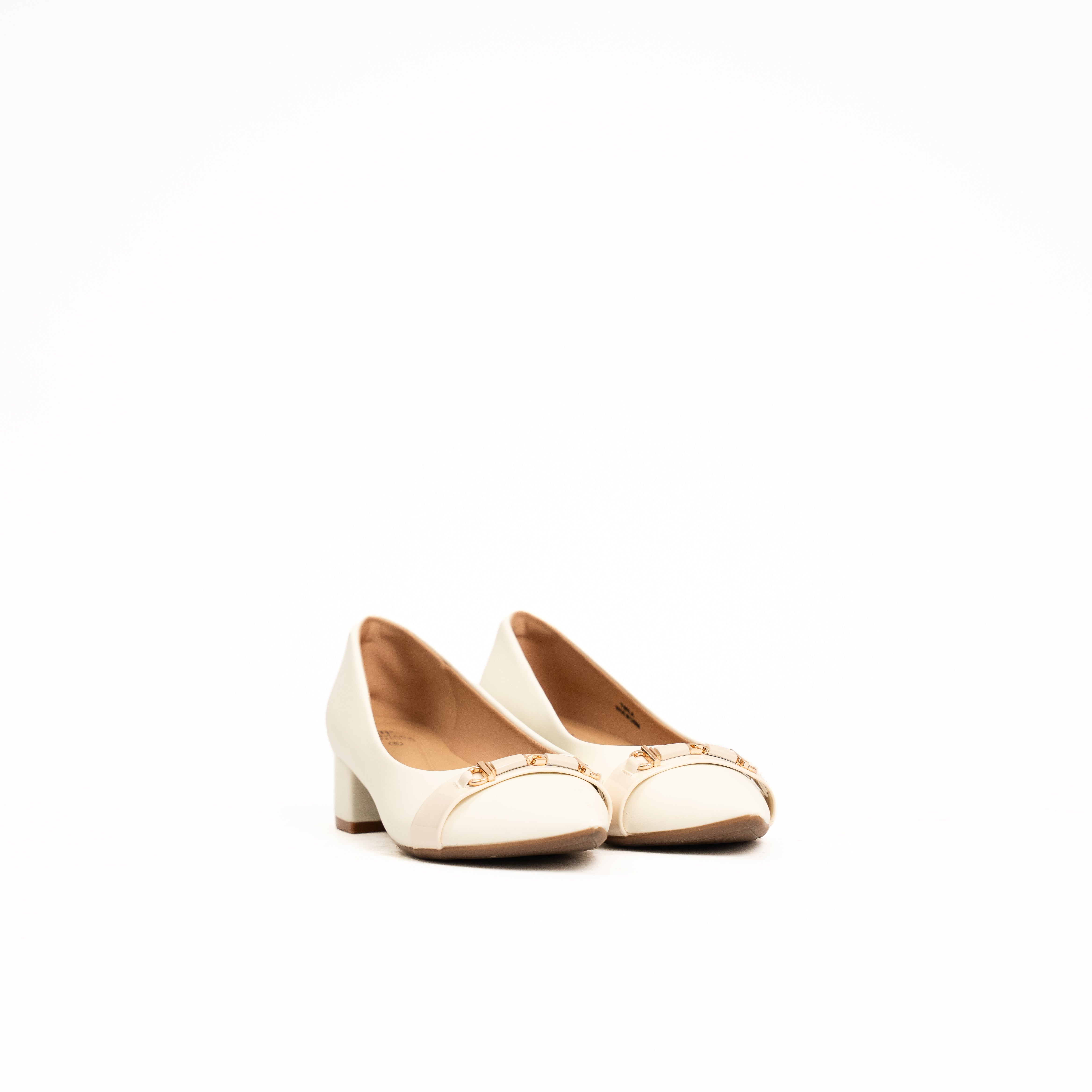 Twila women pointed toe block heel buckle court shoe