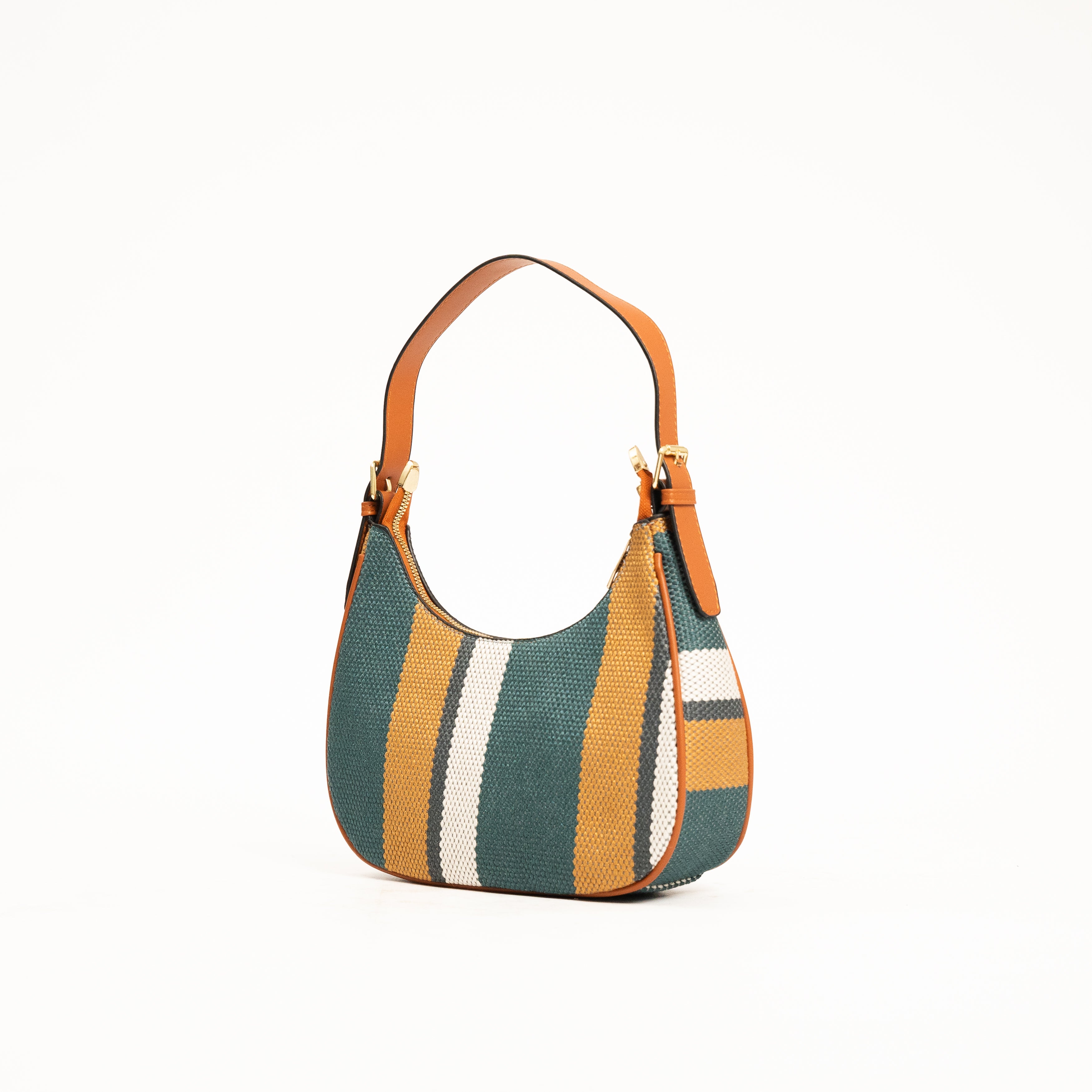 Avela striped canvas shoulder crossbody handbag