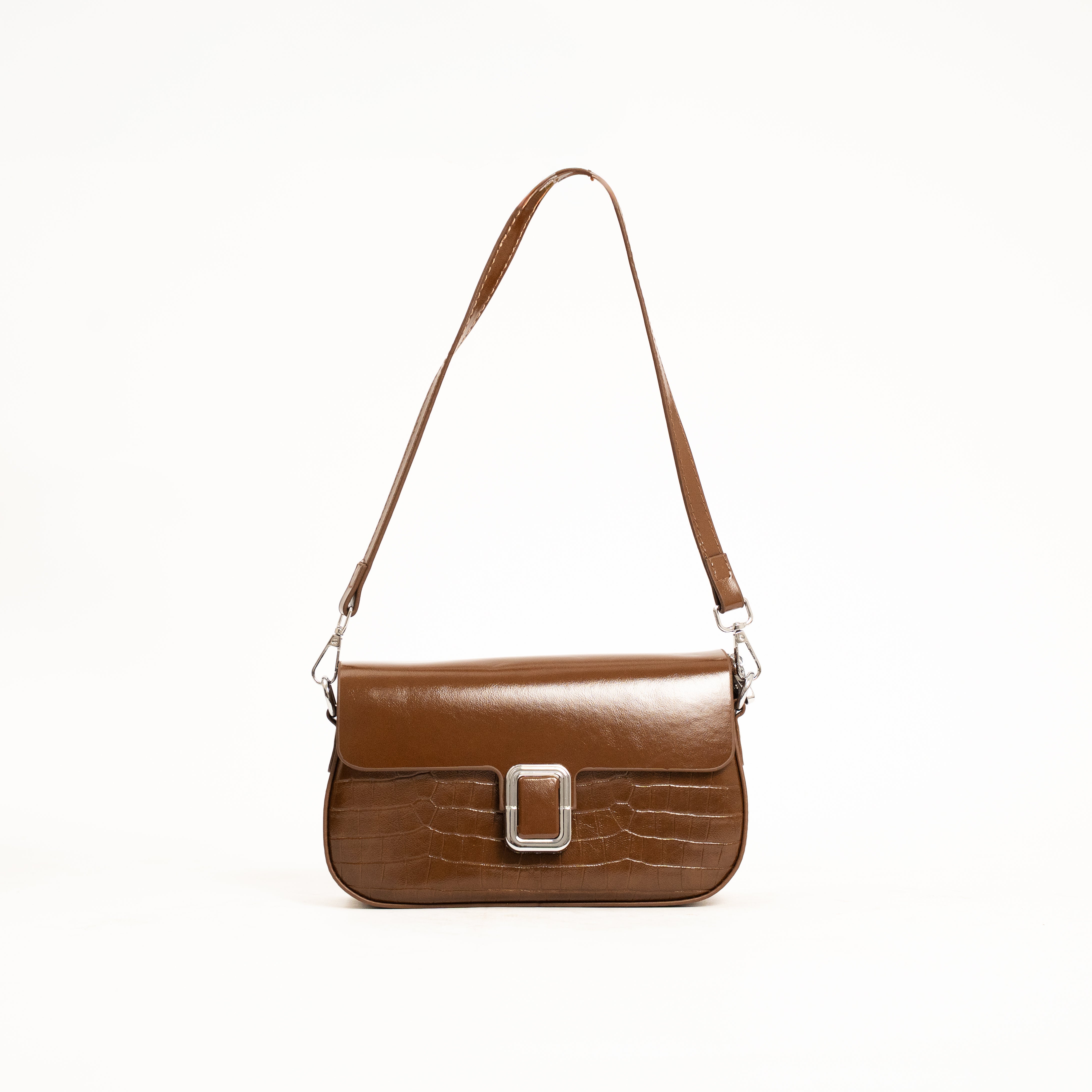 Dorel elegant croc-embossed flap crossbody bag with buckle accent