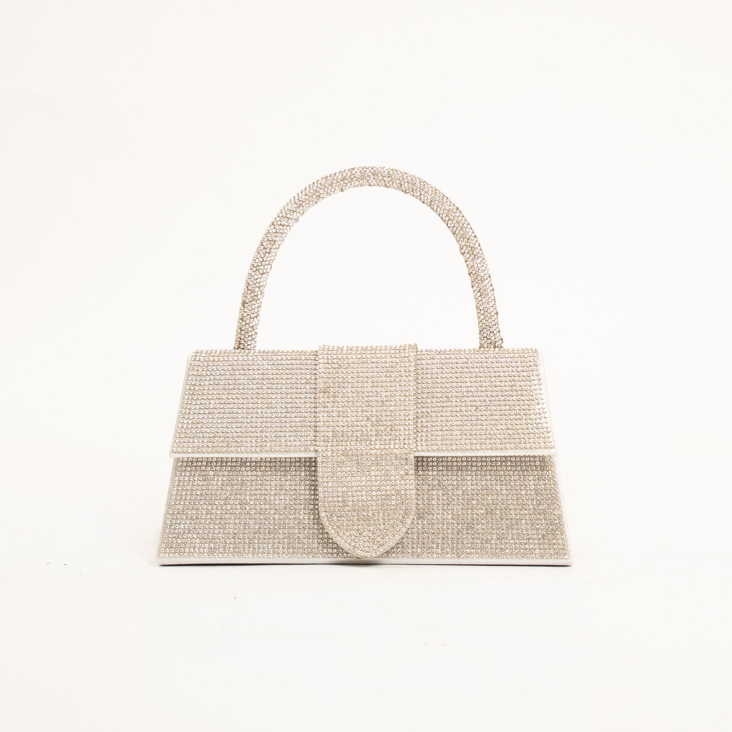 Ivy rhinestone top-handle evening bag with chain strap