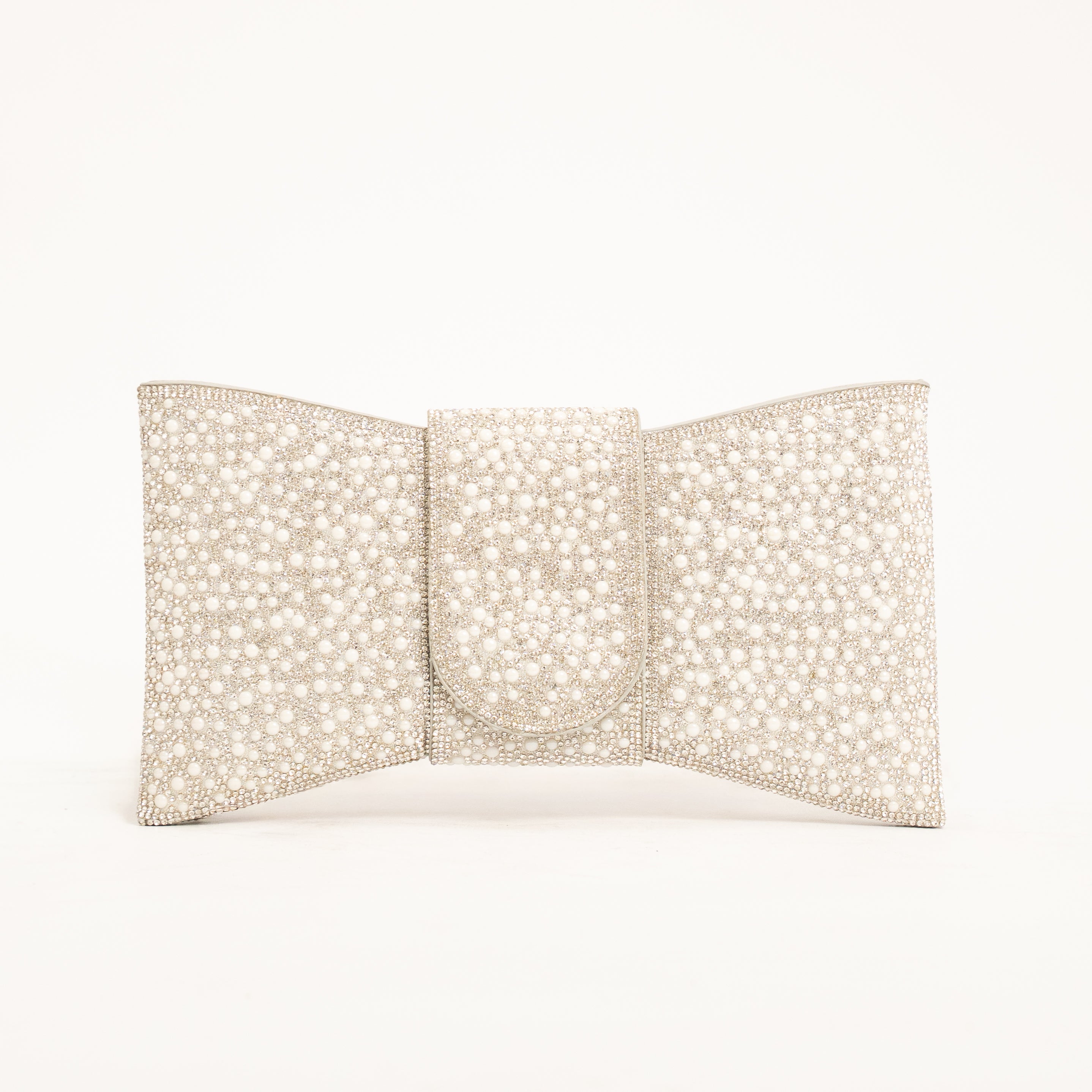 Muse Pearl embellished evening clutch with elegant chain shoulder strap