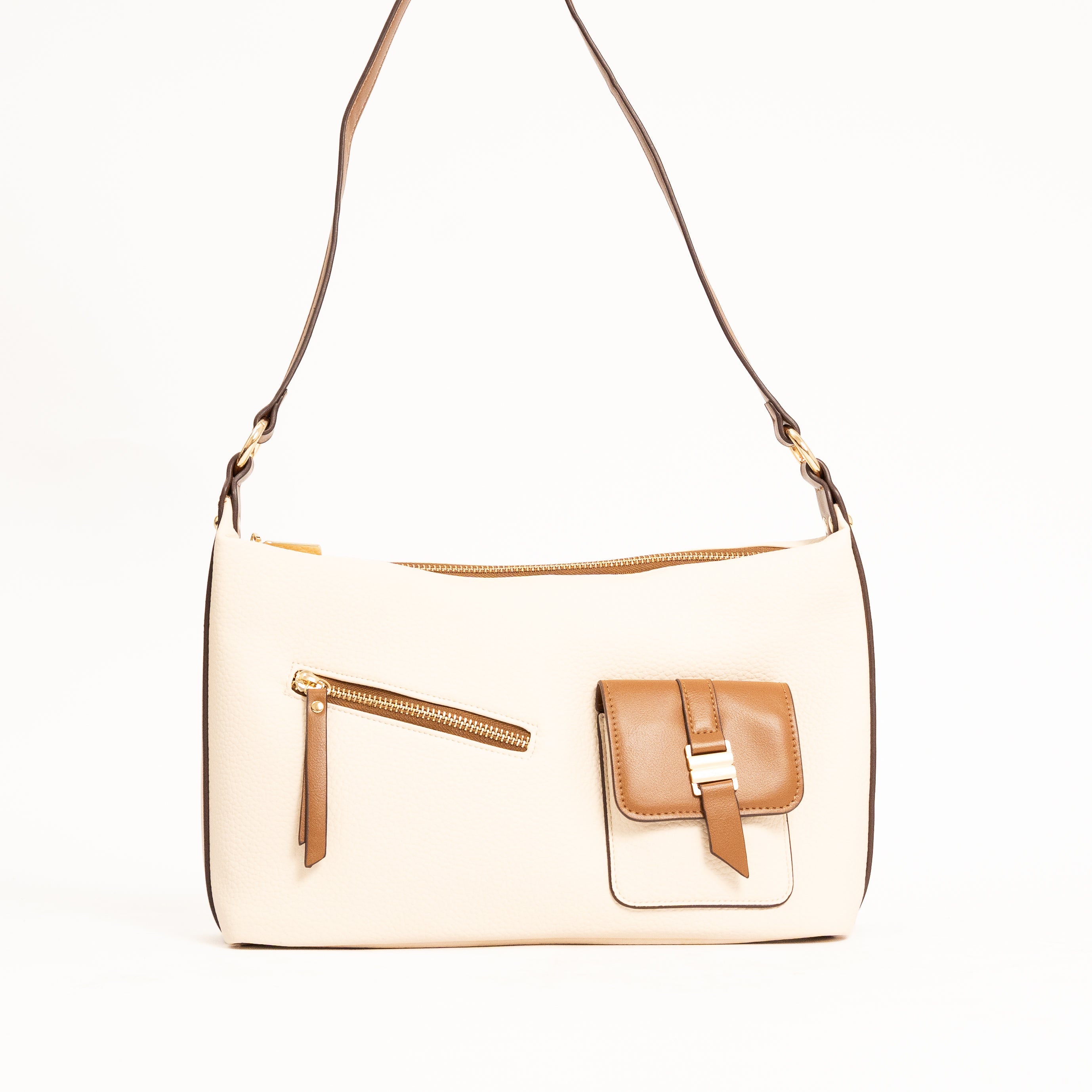 Nova elegant textured tote bag with front pocket accent