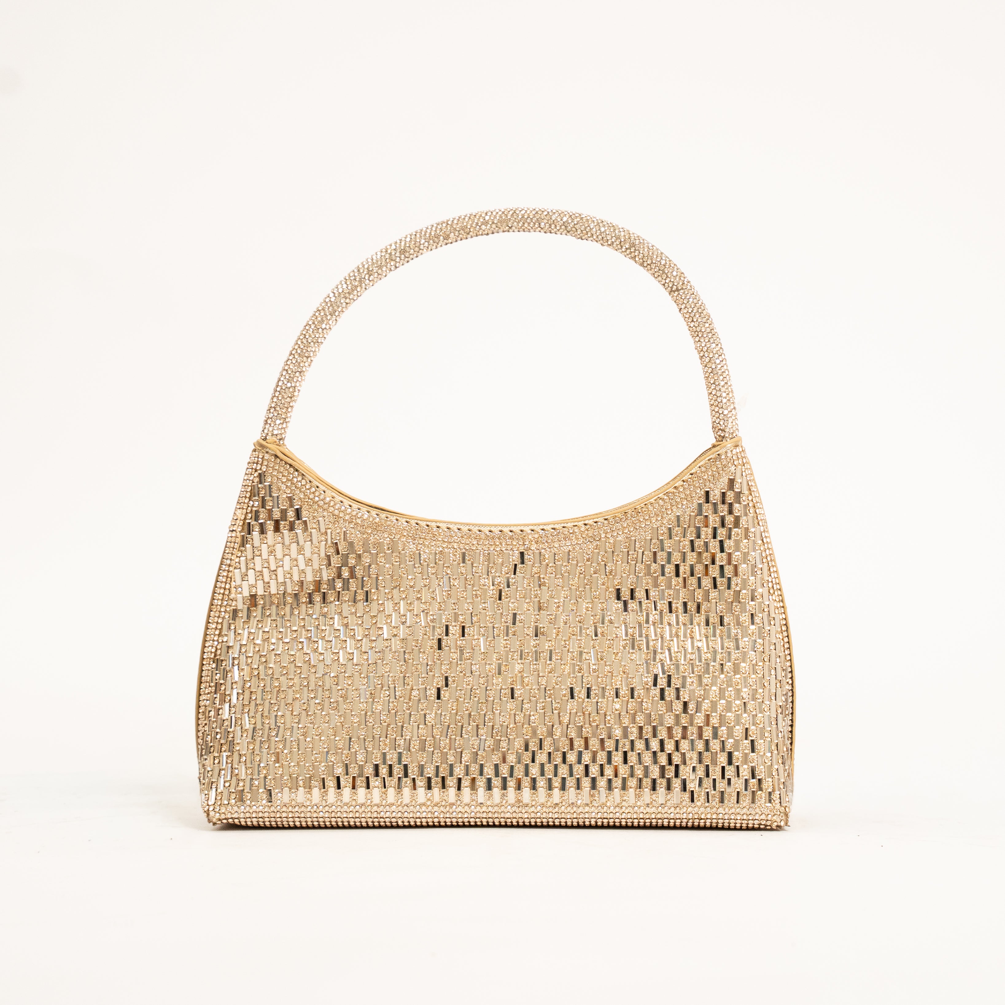 Reve luxury metallic crystal top handle evening handbag