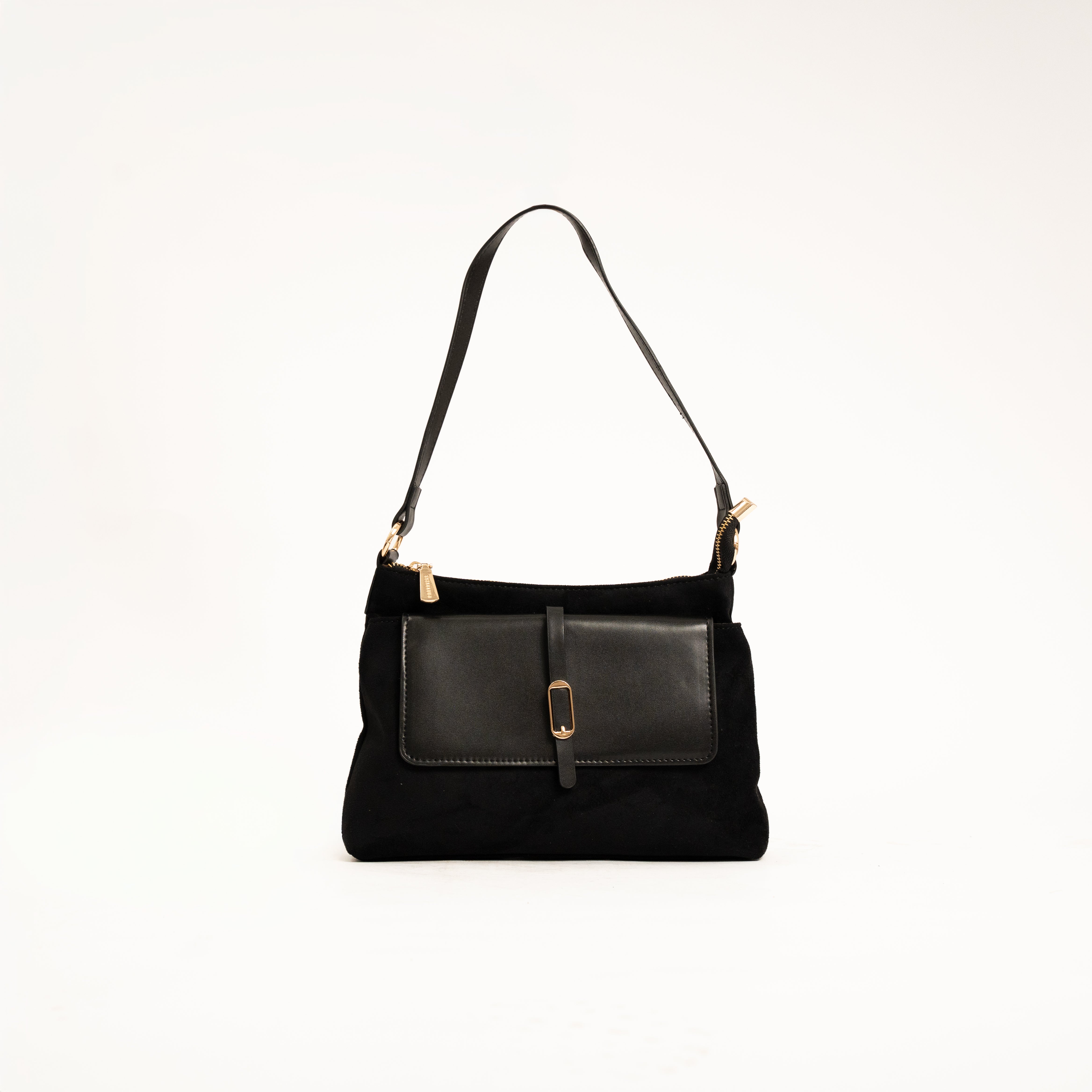 Roma elegant flap shoulder handbag with gold accent buckle